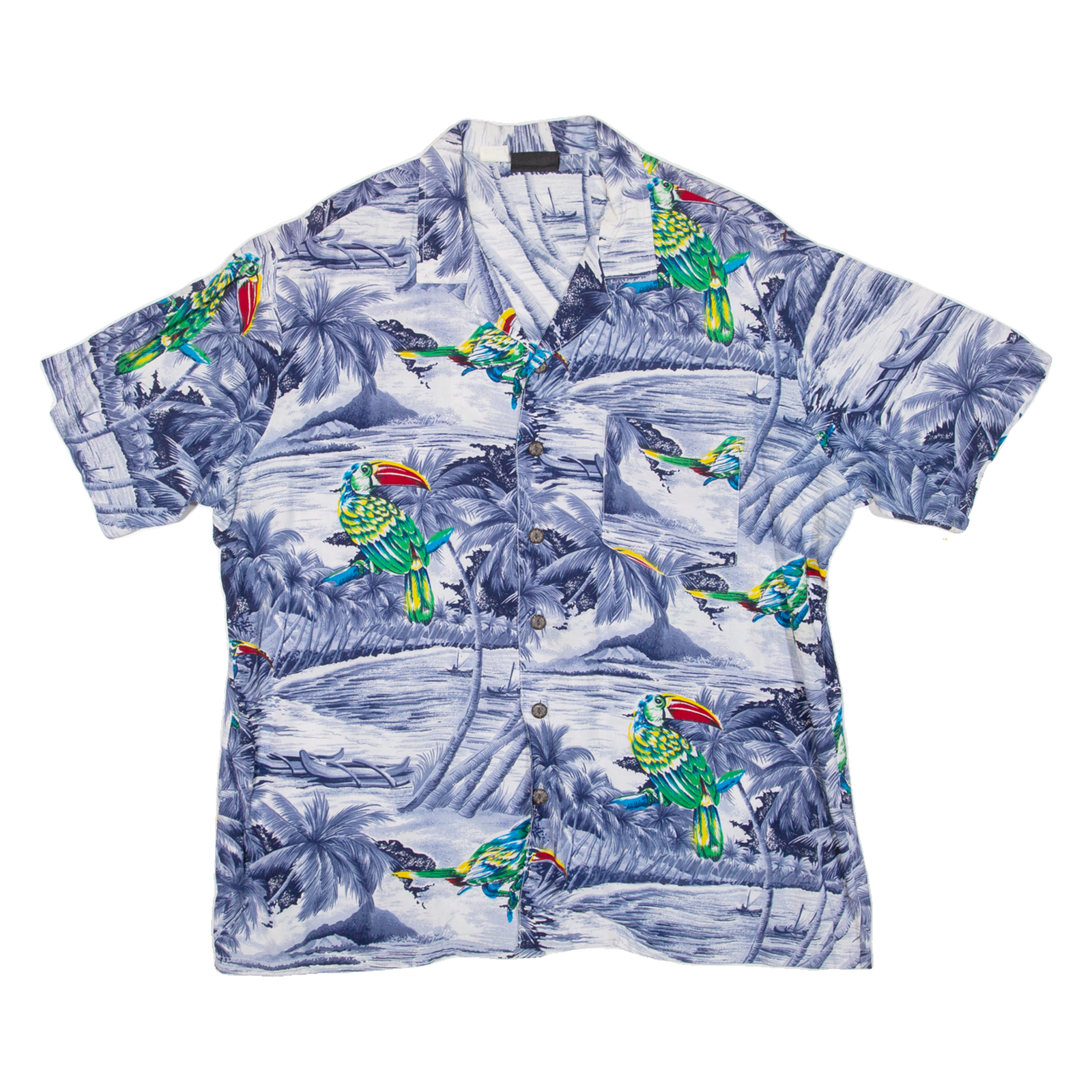 Birds Mens Hawaiian Shirt Blue Floral L Refurbished - N/A refurbished available on Cerqular