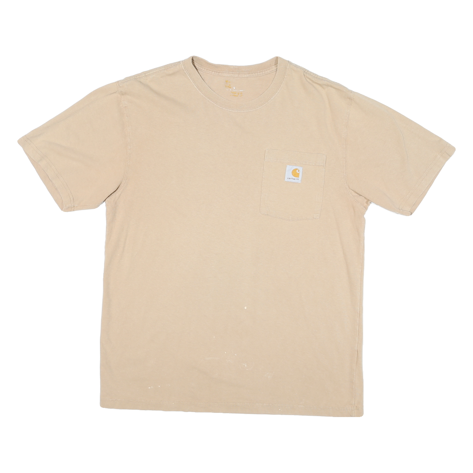 CARHARTT Mens Beige Pocket T-Shirt S Short Sleeve Crew Neck Cotton Blend Casual Refurbished - N/A refurbished available on Cerqular