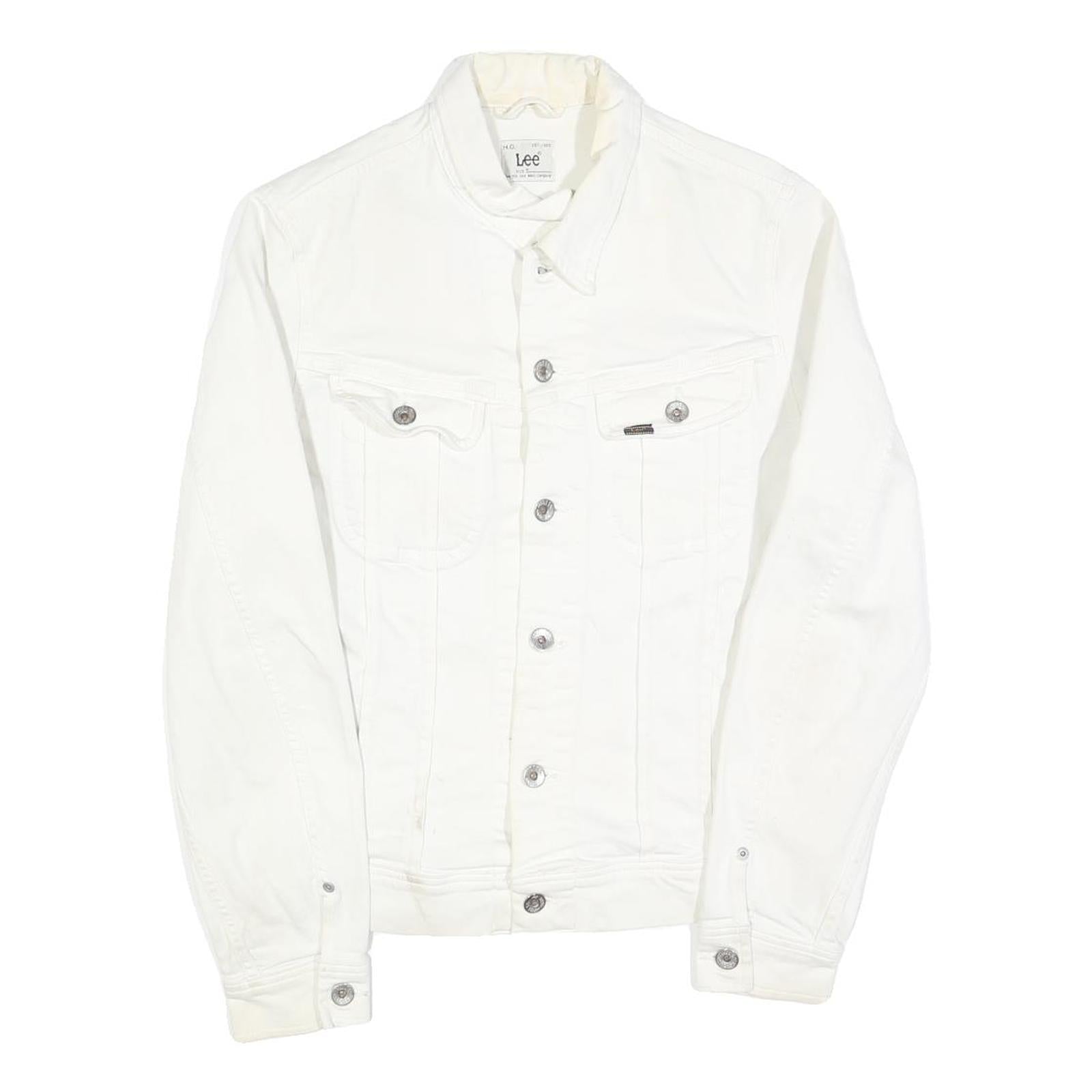 LEE Womens White Cotton Denim Jacket M Button Plain Casual Classic Fit Refurbished - N/A refurbished available on Cerqular