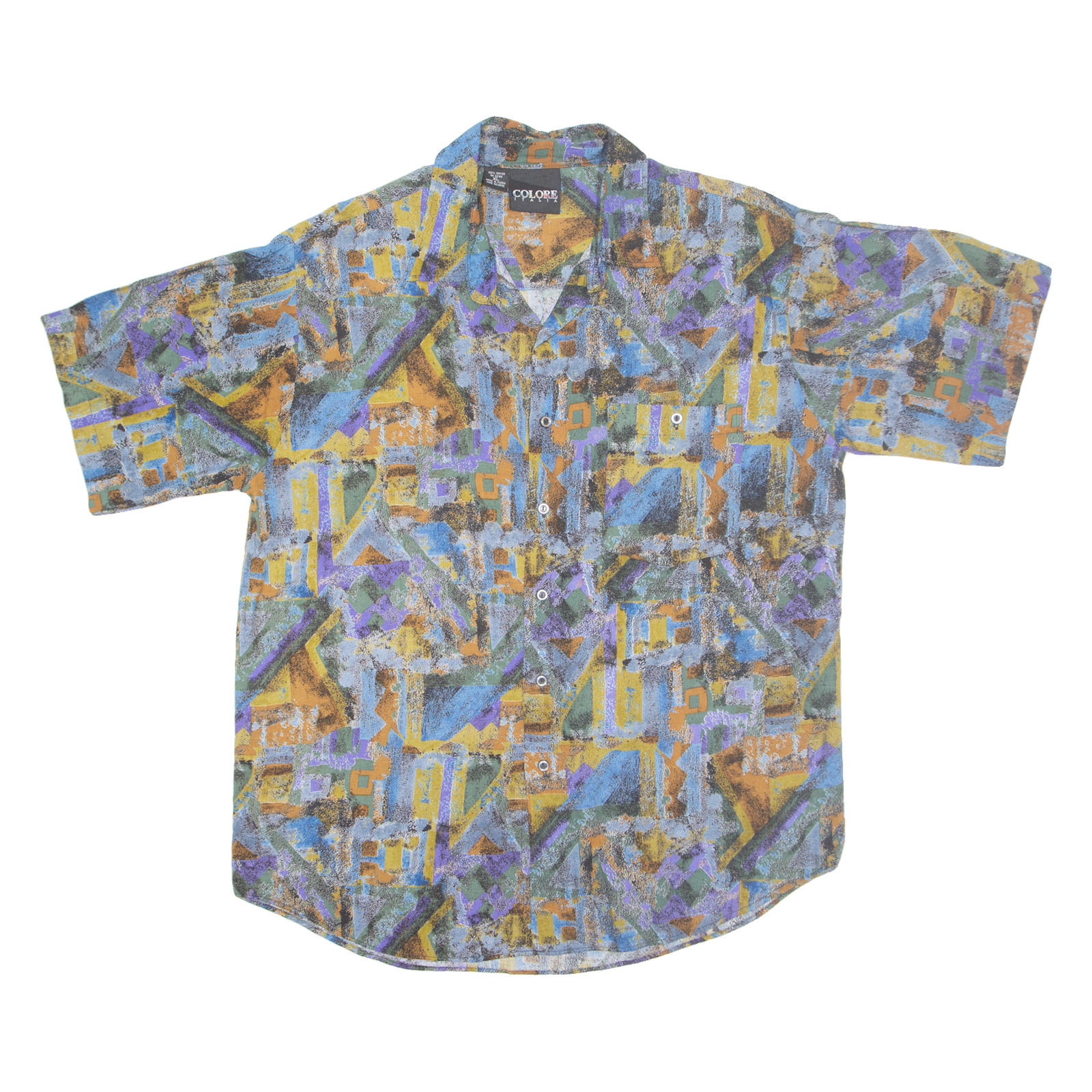 COLOUR ITALIA Mens Shirt Blue Crazy Pattern XL Refurbished - N/A refurbished available on Cerqular
