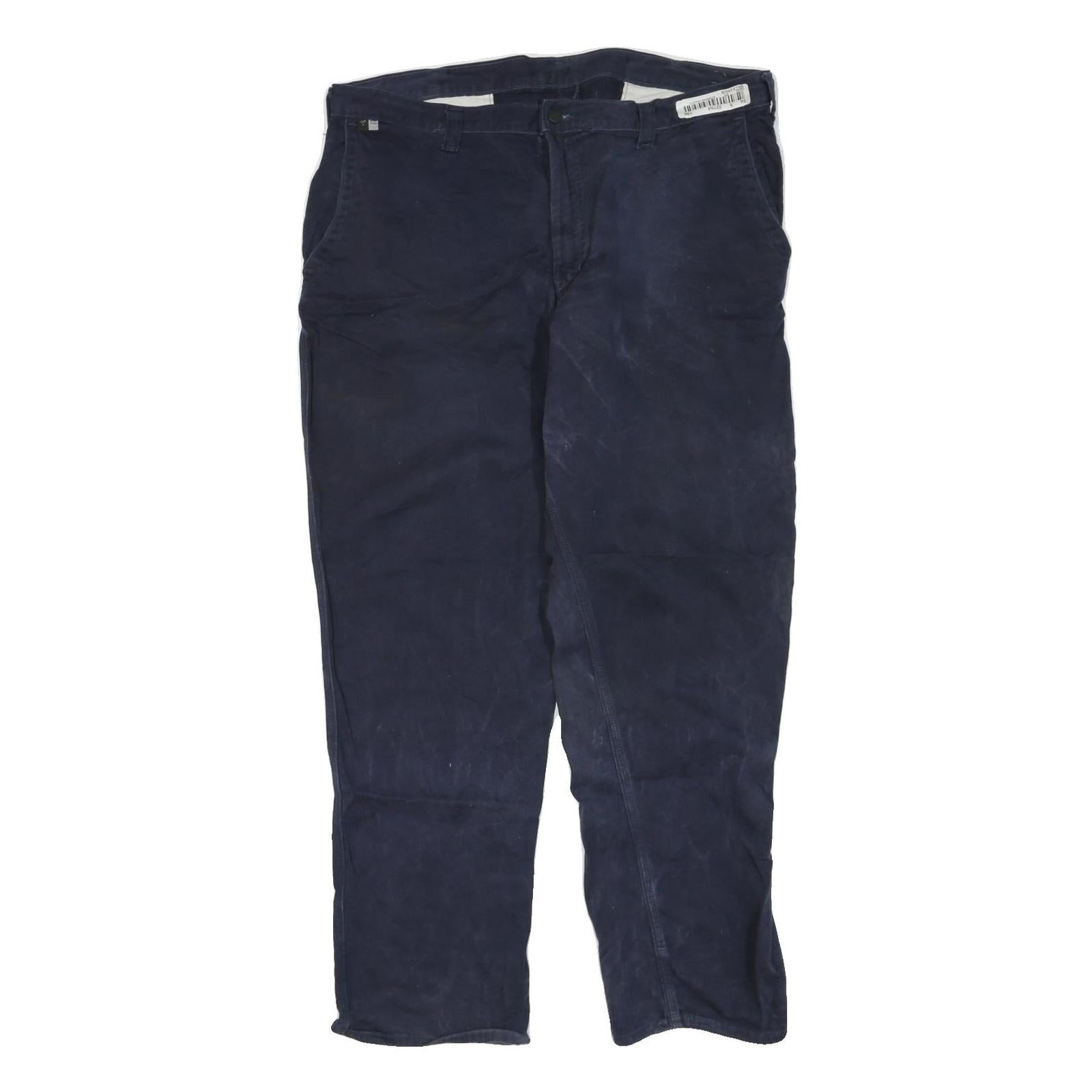 CARHARTT Mens Cotton Blend Navy Regular Straight Trousers W40 L32 Workwear Refurbished - N/A refurbished available on Cerqular
