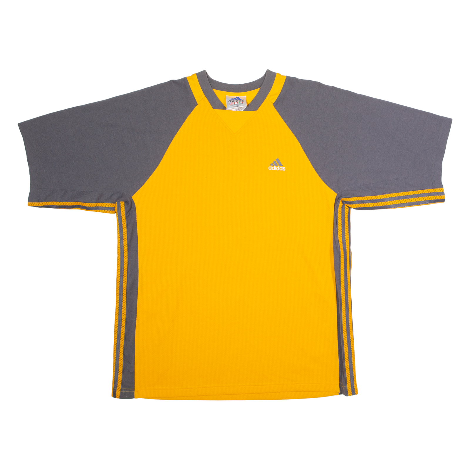 ADIDAS Mens T-Shirt Yellow 90s V-Neck L Refurbished - N/A refurbished available on Cerqular