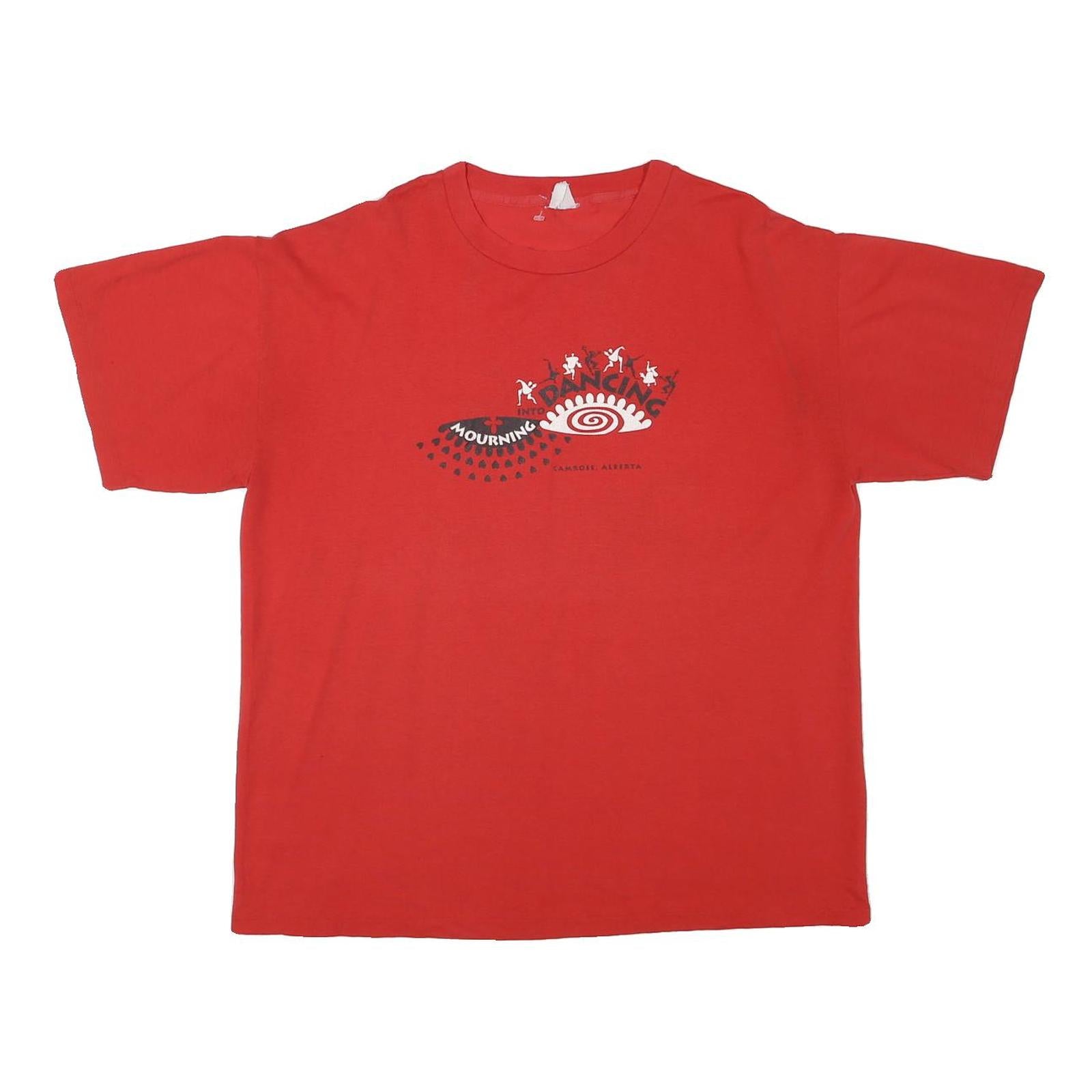 Mens Red Graphic T-Shirt L Short Sleeve Crew Neck Volunteer Dancing Print Refurbished - N/A refurbished available on Cerqular