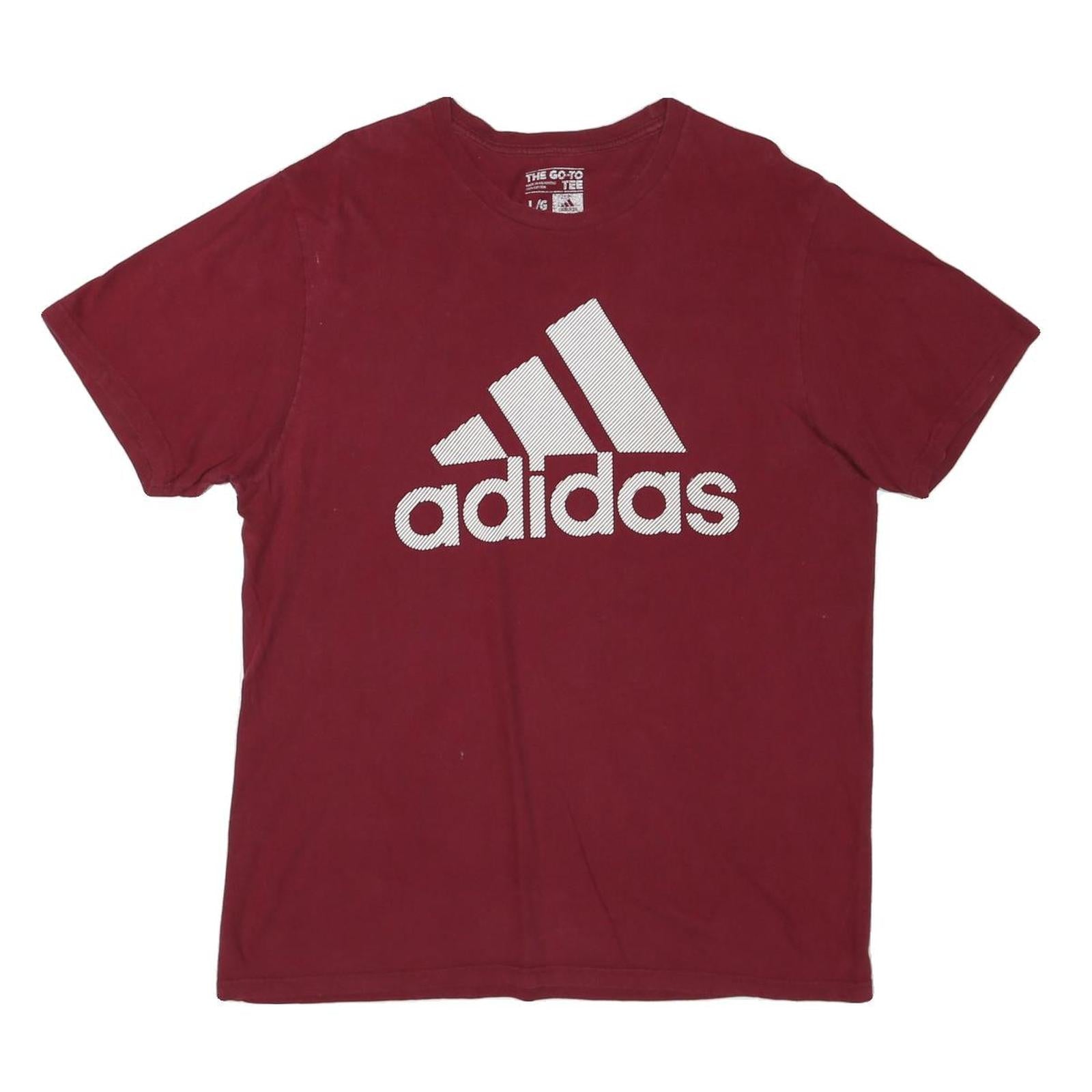 ADIDAS Mens Maroon L Cotton Blend T-Shirt Short Sleeve Crew Neck Logo Graphic Refurbished - N/A refurbished available on Cerqular