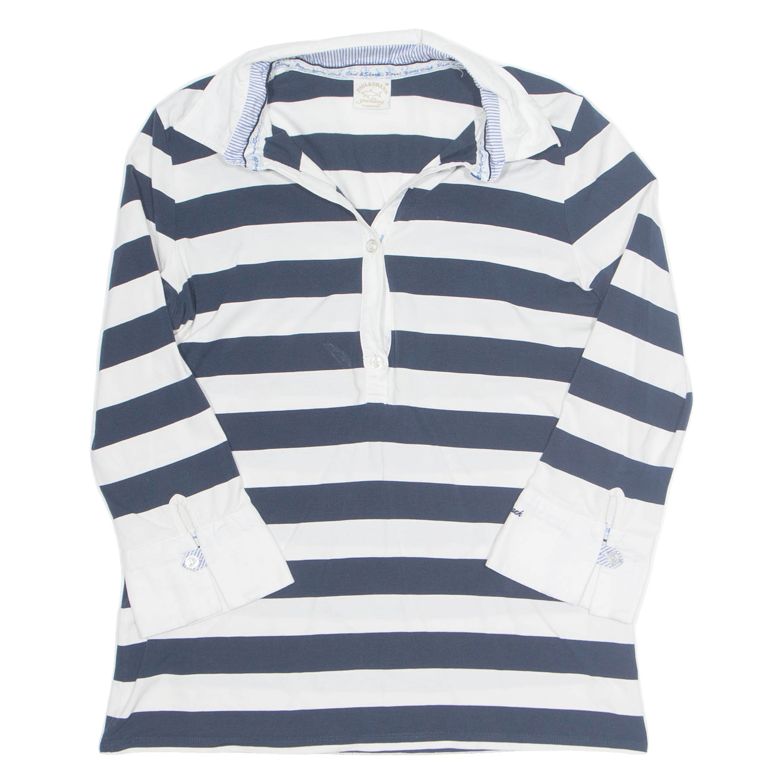 PAUL & SHARK Womens Printed Blouse White Collared Long Sleeve Striped M Refurbished - N/A refurbished available on Cerqular