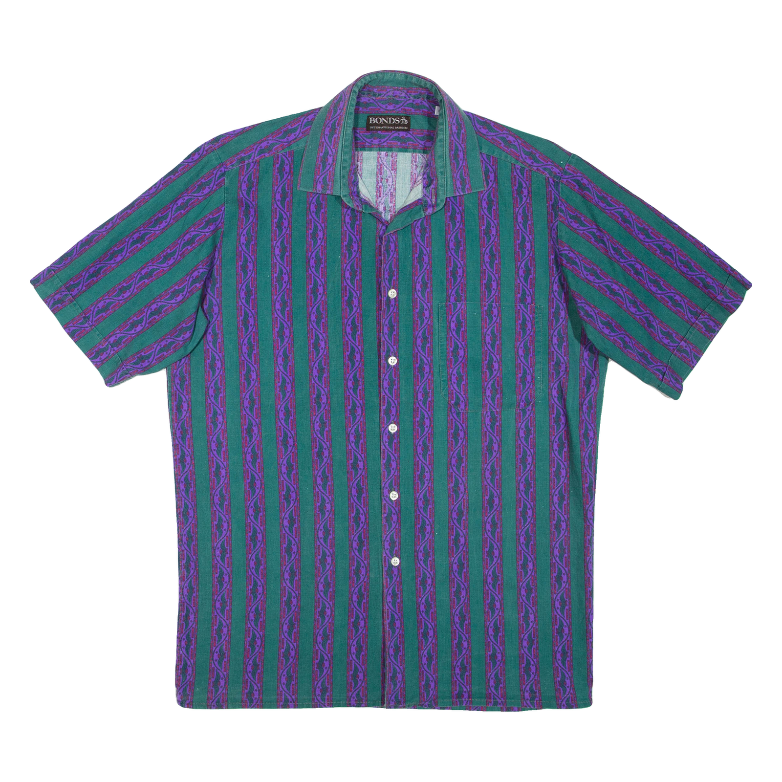 BONDS Mens Shirt Green Striped L Refurbished - N/A refurbished available on Cerqular