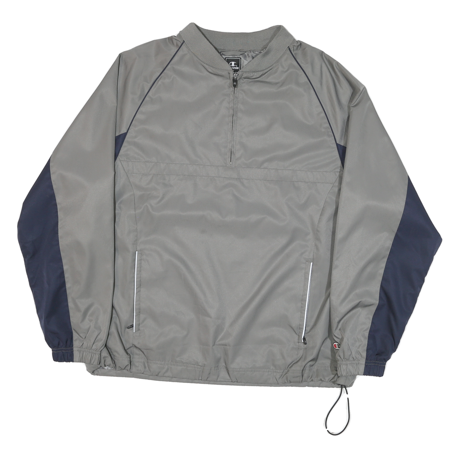 CHAMPION Mens Grey & Navy Track Jacket L Polyester Blend Windbreaker Zip Refurbished - N/A refurbished available on Cerqular