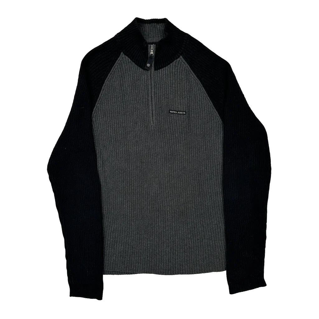 Nautica 1/4 Zip - XL Black Cotton Refurbished - Thrifted (note: this is a term often used to describe second- refurbished available on Cerqular