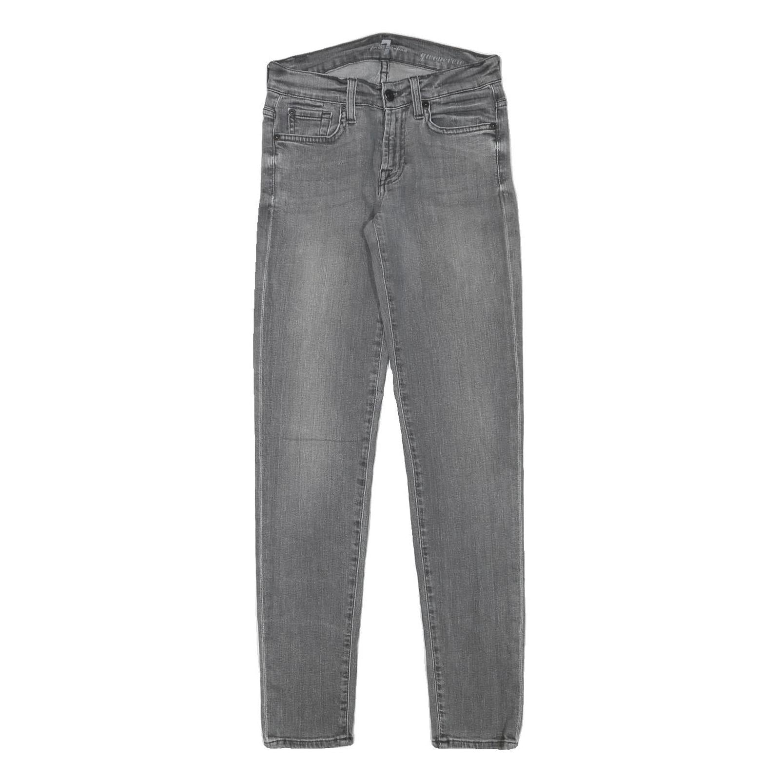 7 FOR ALL MANKIND Womens Slim Grey Denim Cotton Blend Zip Jeans W24 L28 Refurbished - N/A refurbished available on Cerqular