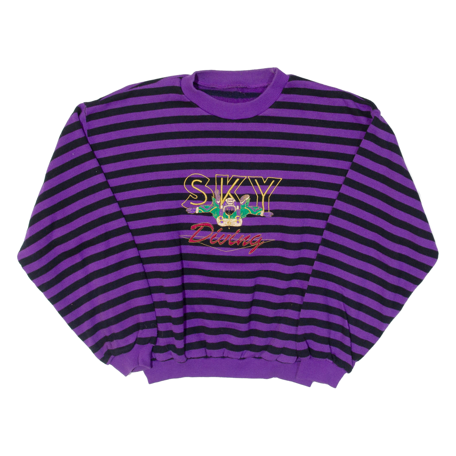 Striped Skydiving Mens Sweatshirt Purple Crew Neck S Refurbished - N/A refurbished available on Cerqular