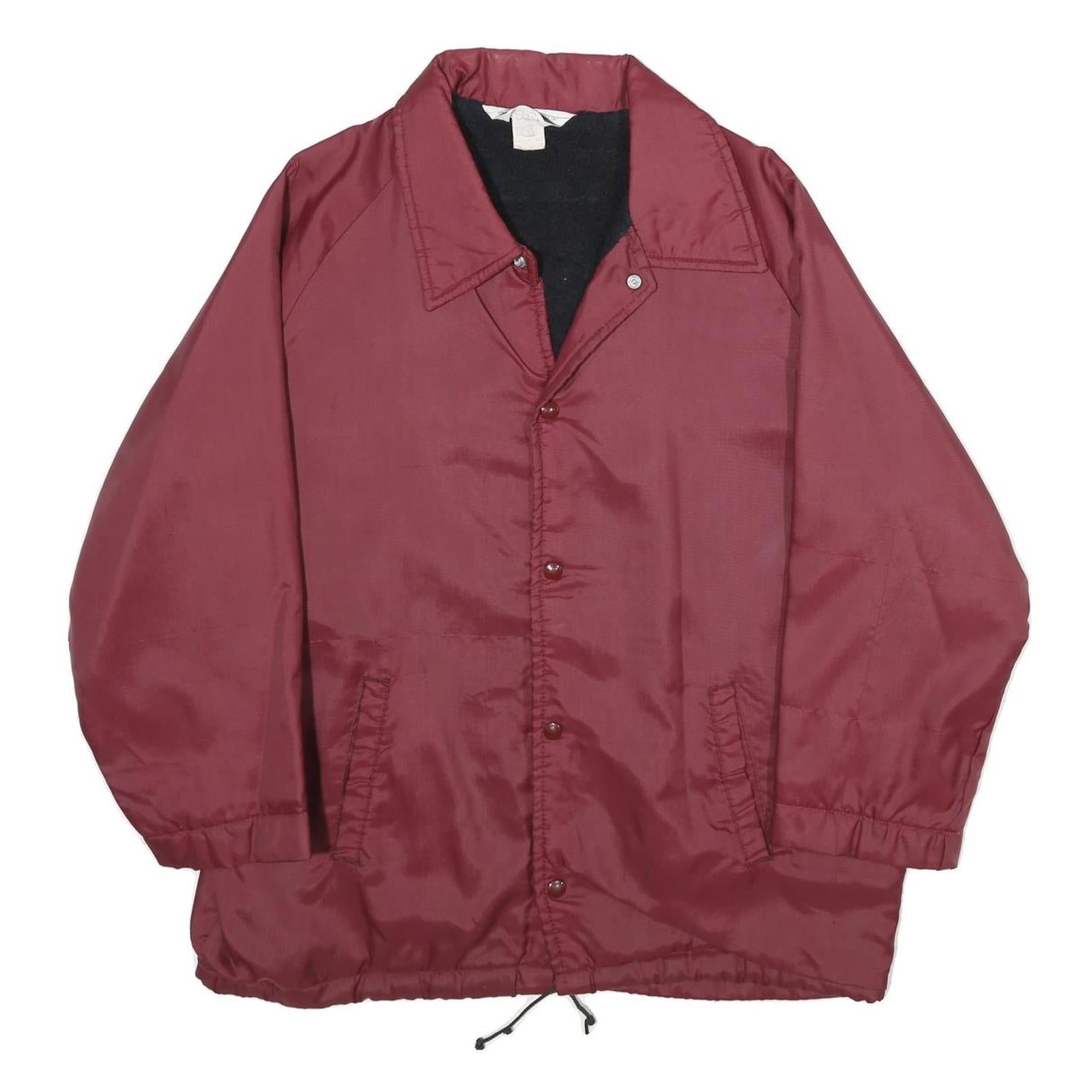 SCHOLASTIC WEAR Mens Maroon Nylon Button Jacket L Plain Lightweight Casual Refurbished - N/A refurbished available on Cerqular