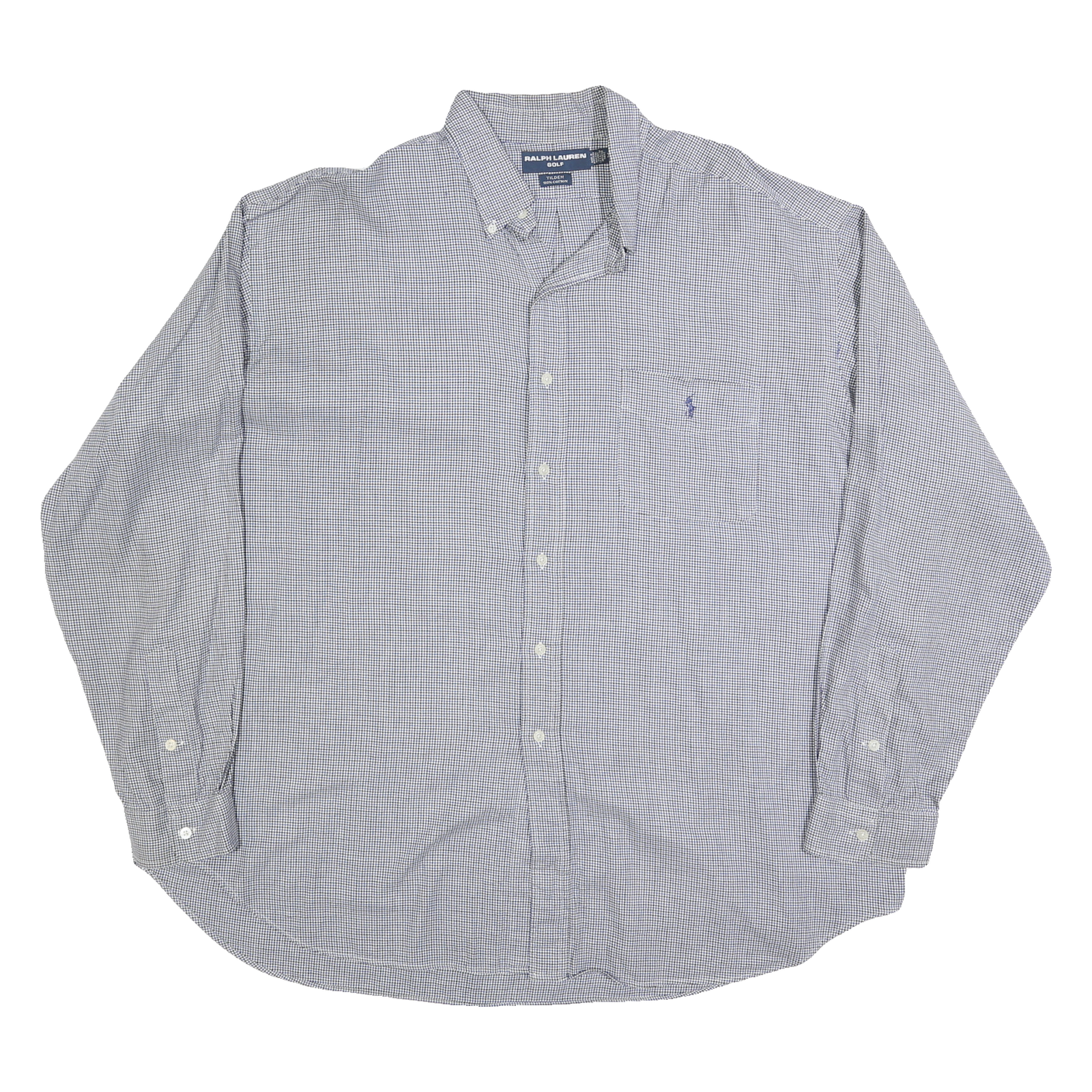 RALPH LAUREN Mens Blue & White Checked Shirt 2XL Button-Down Long Sleeve Cotton Refurbished - N/A refurbished available on Cerqular