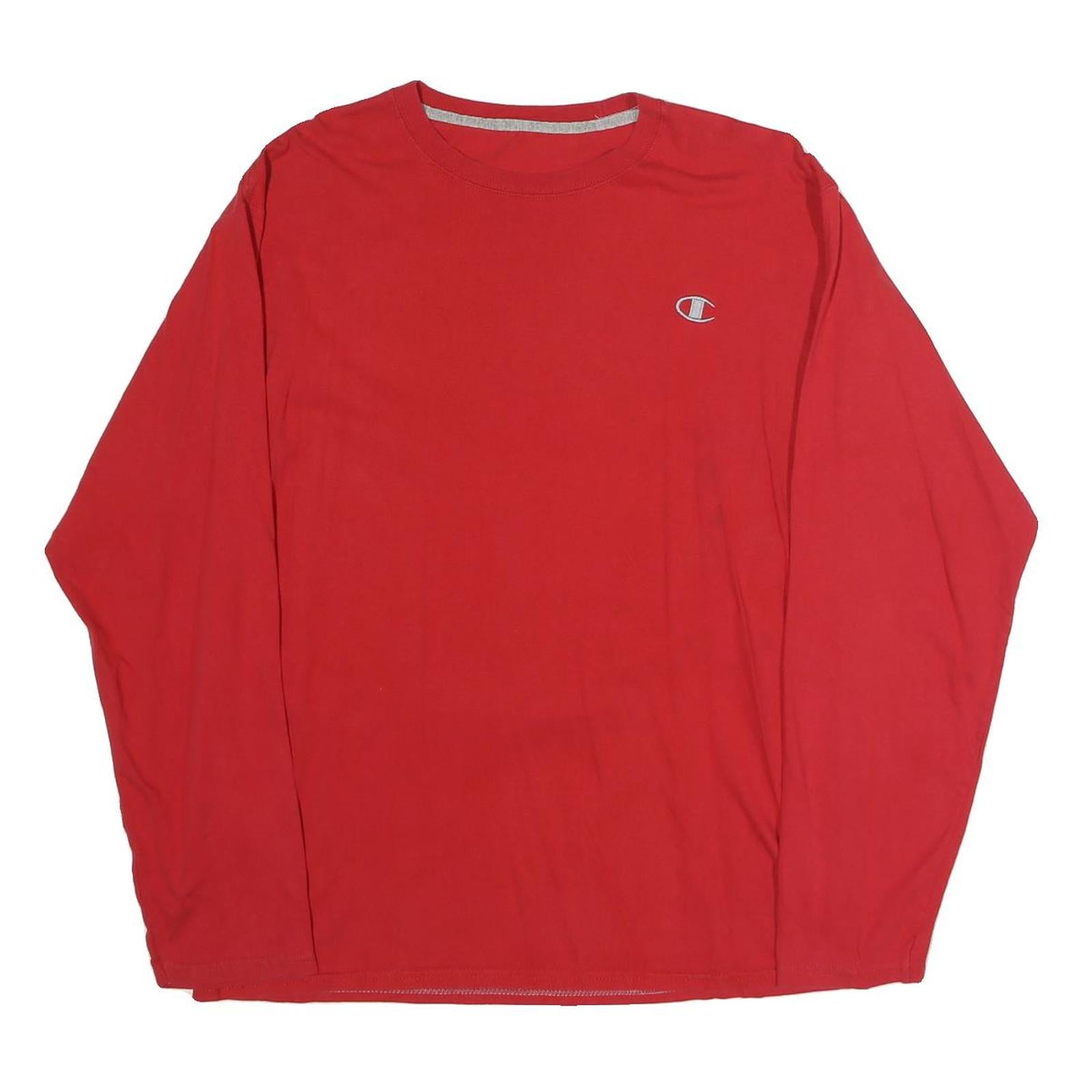 CHAMPION Mens Red Long Sleeve Crew Neck T-Shirt L Cotton Casual Sports Refurbished - N/A refurbished available on Cerqular