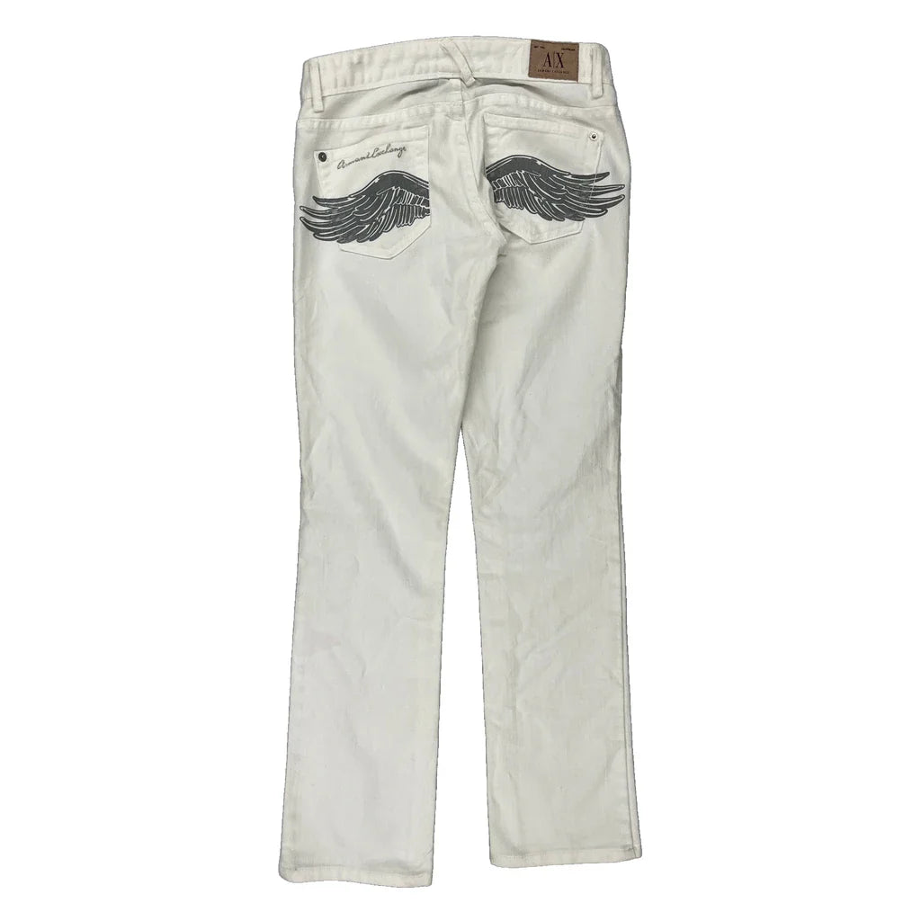 Armani Exchange Graphic Jeans - 26W UK 4 White Cotton Refurbished - Thrifted (note: this is a term often used to describe second- refurbished available on Cerqular