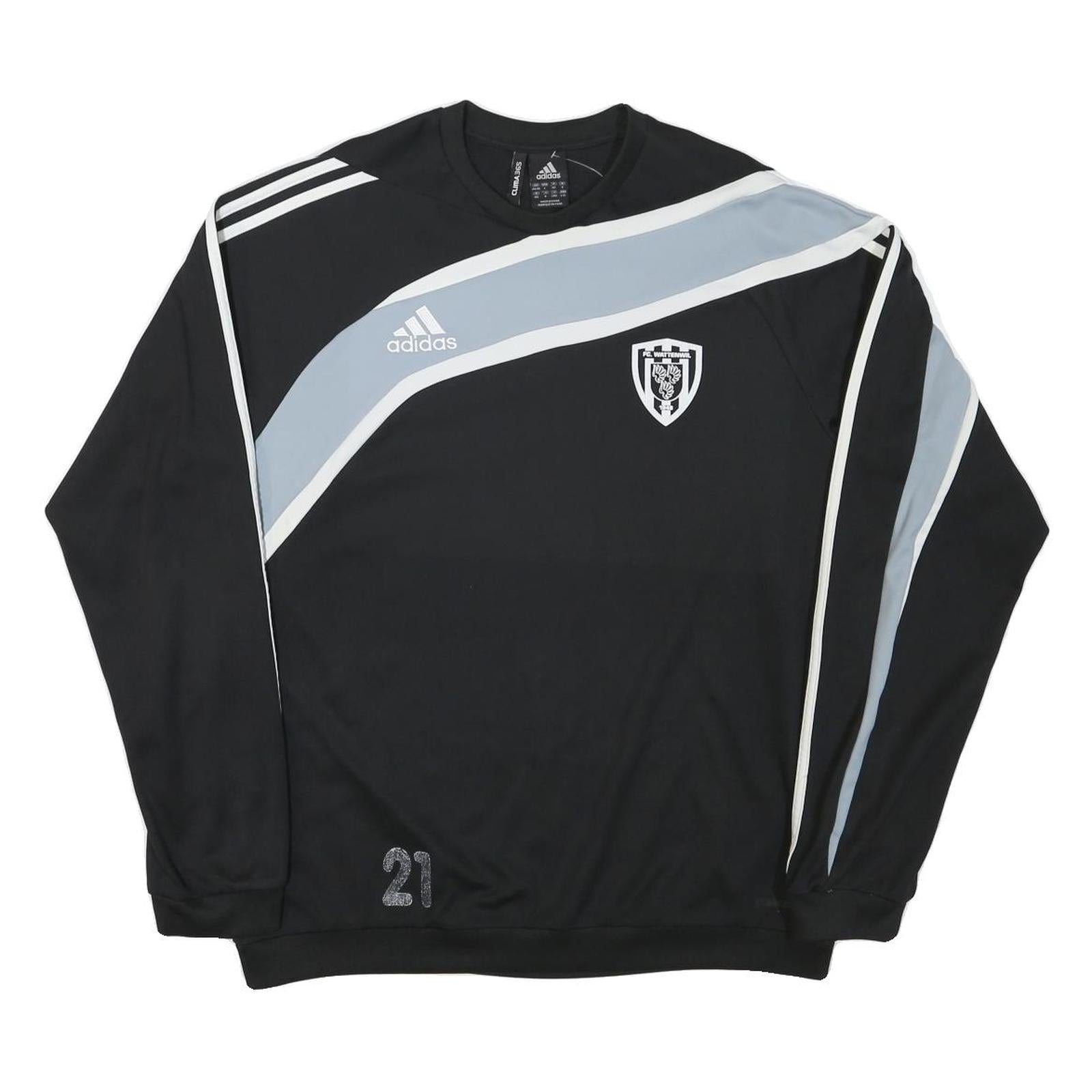 ADIDAS Mens Black & Grey Football Club Crest Crew Neck L Sweatshirt Long Sleeve Refurbished - N/A refurbished available on Cerqular