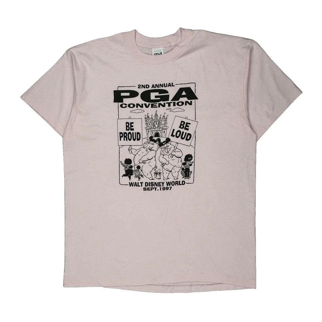 Walt Disney World Anvil Graphic T-Shirt - XL Pink Cotton Refurbished - Thrifted (note: this is a term often used to describe second- refurbished available on Cerqular