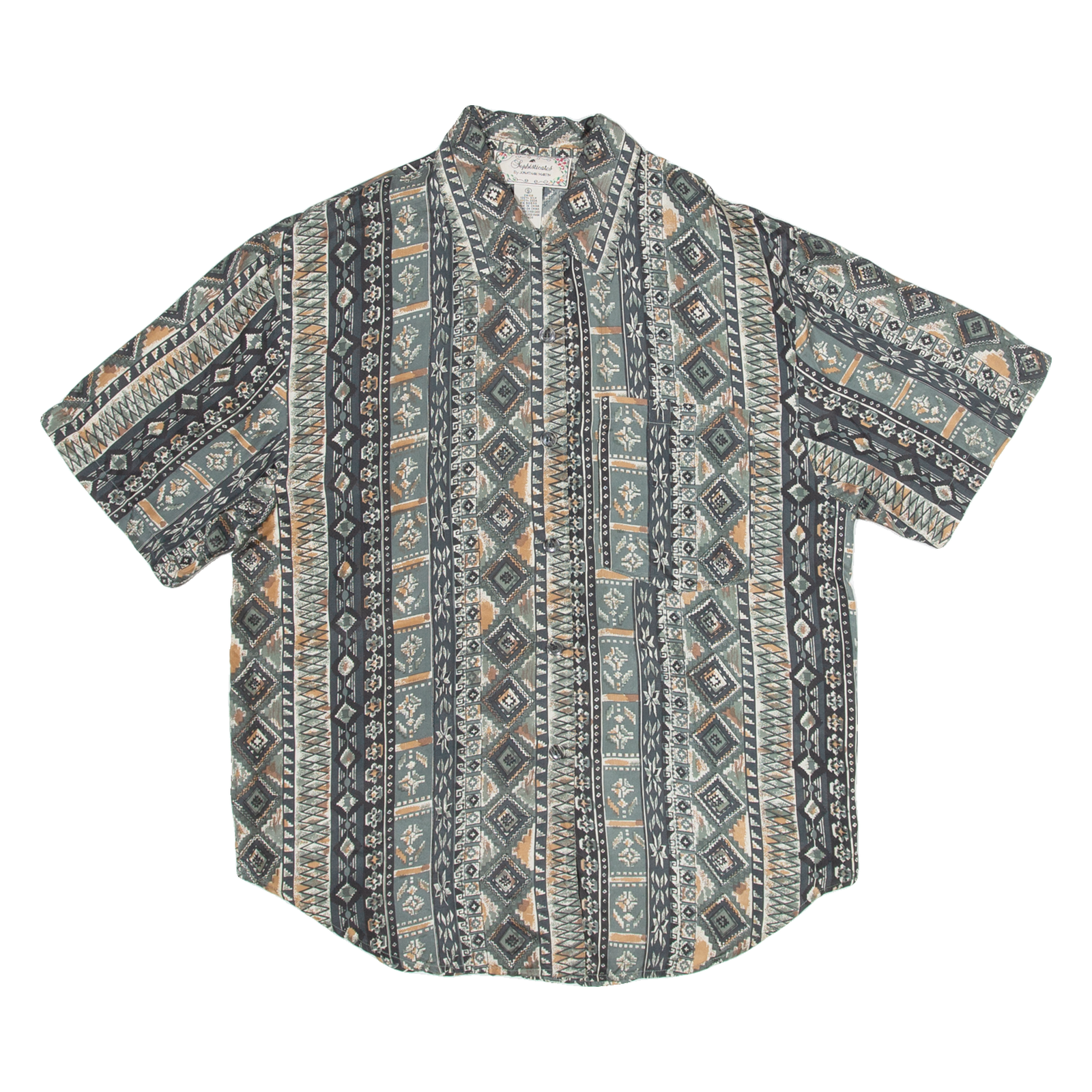 SOPHISTICATES Womens Printed Shirt Green 90s Silk Crazy Pattern S Refurbished - N/A refurbished available on Cerqular