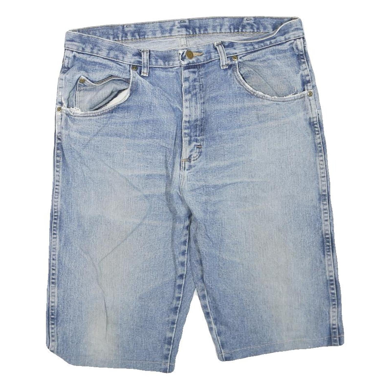 WRANGLER Mens Denim Blue Casual Shorts L W36 Classic Fit Pockets Refurbished - N/A refurbished available on Cerqular