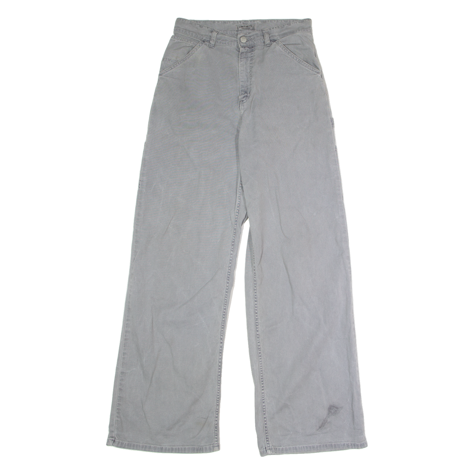 CARHARTT WIP Jeans Carpenter Womens Canvas Trousers Grey Loose Wide-Leg W26 L31 Refurbished - N/A refurbished available on Cerqular