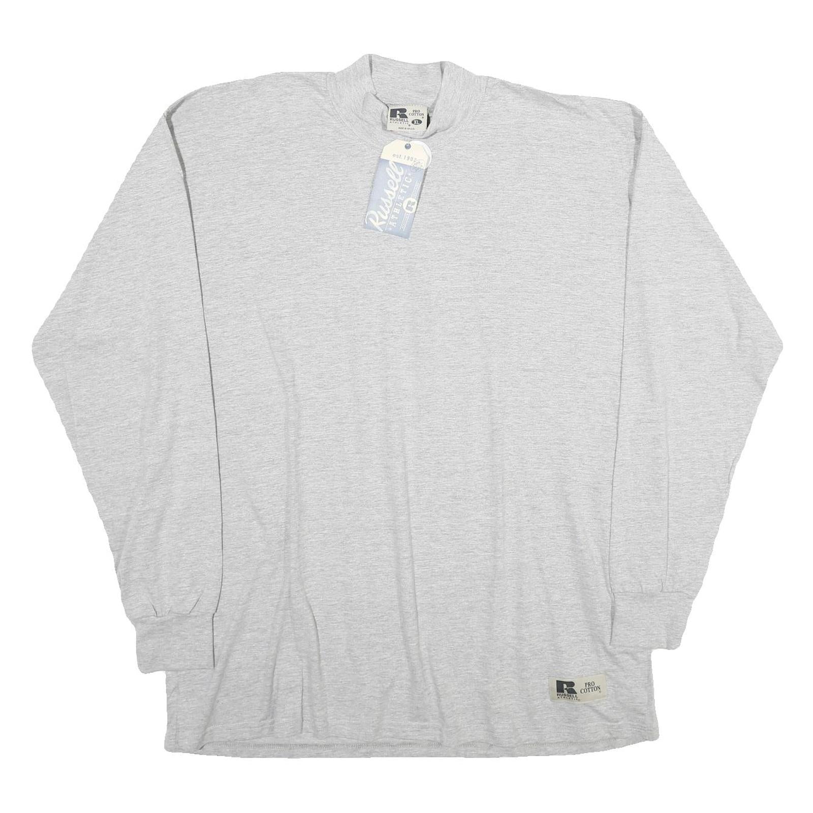 RUSSELL ATHLETIC Mens Grey Long Sleeve Crew Neck T-Shirt XL Plain Cotton Comfort Refurbished - N/A refurbished available on Cerqular