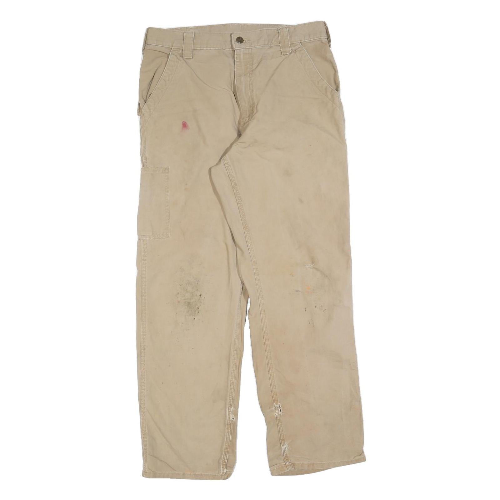 CARHARTT Mens Relaxed Beige Casual Cotton Blend Trousers W33 L30 Utility Refurbished - N/A refurbished available on Cerqular