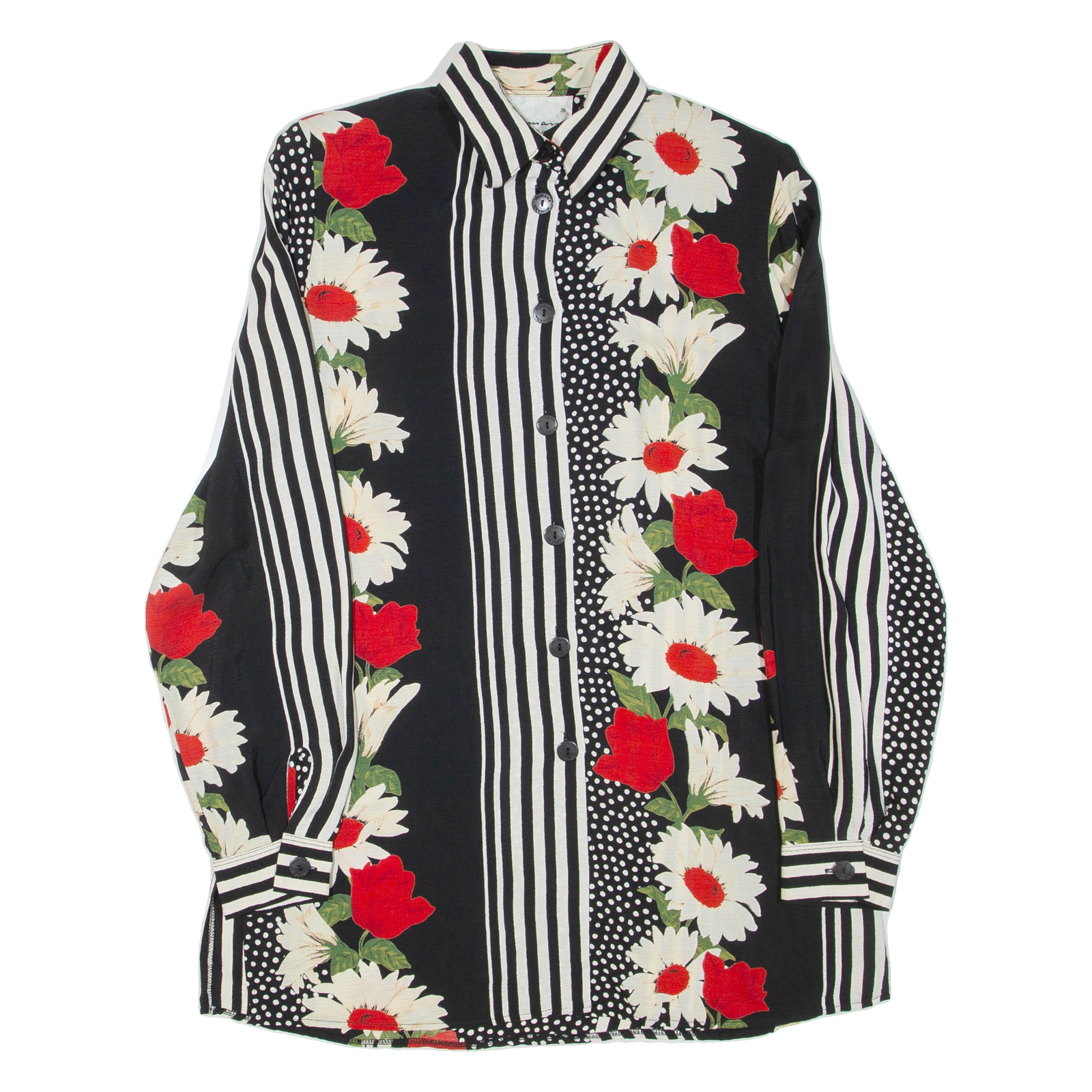 ROMANA Womens Printed Shirt Black Collared Long Sleeve Floral XL Refurbished - N/A refurbished available on Cerqular