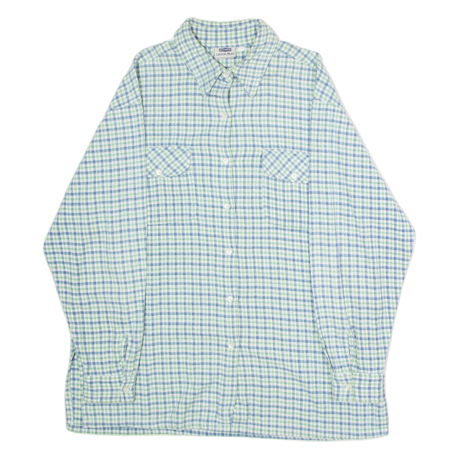 JACK MORGAN Womens Flannel Shirt Green 90s Check Long Sleeve XL Refurbished - N/A refurbished available on Cerqular