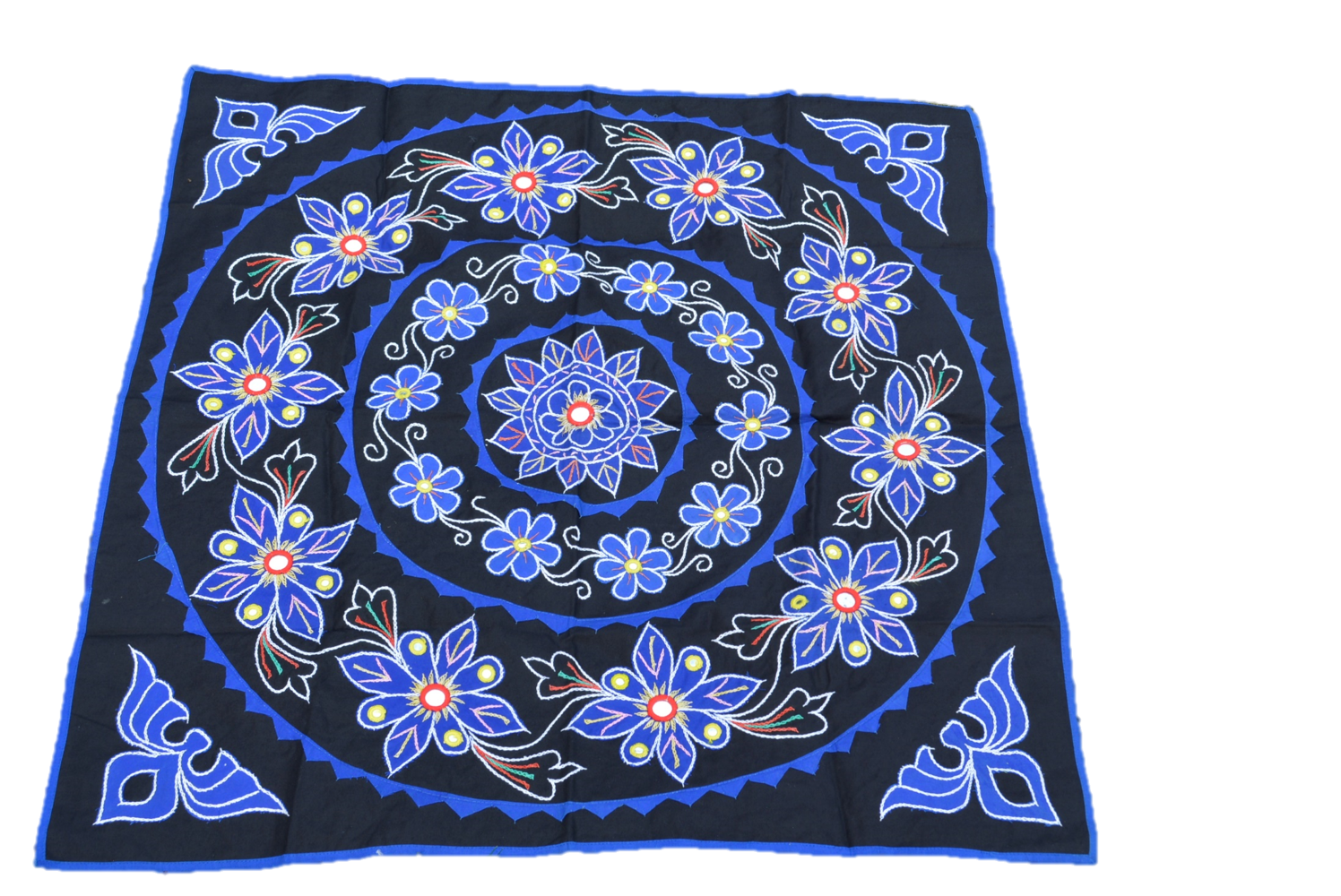 Mandala Upcycled Wall Hanging Home Decor Boho Tapestry | Color: Black & Blue Refurbished - N/A refurbished available on Cerqular