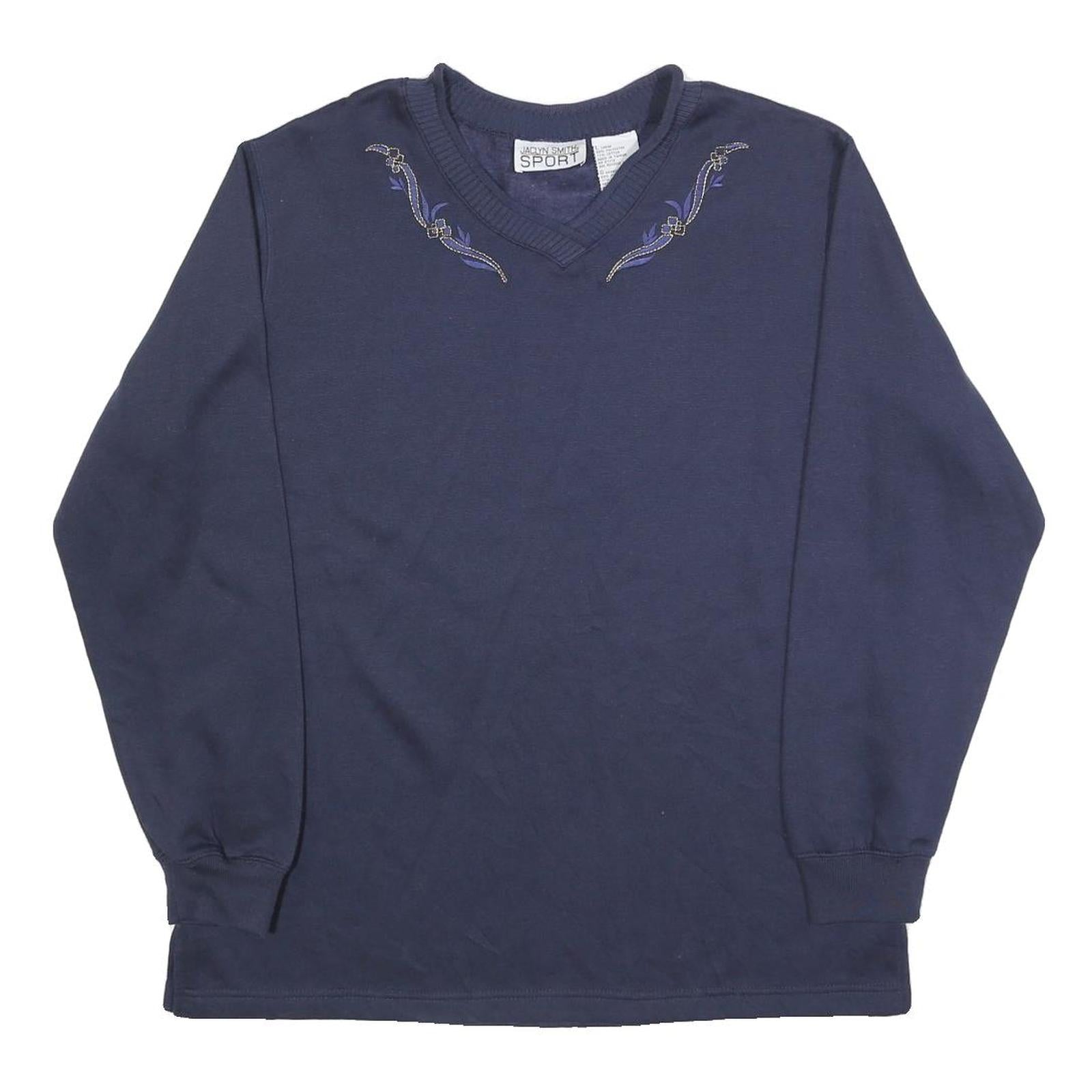 Buy JACLYN SMITH Womens Blue V-Neck Sweatshirt L Embroidered Detail Refurbished - $27.29 JACLYN SMITH Womens Blue V-Neck Sweatshirt L Embroidered Detail Refurbished - N/A refurbished available on Cerqular