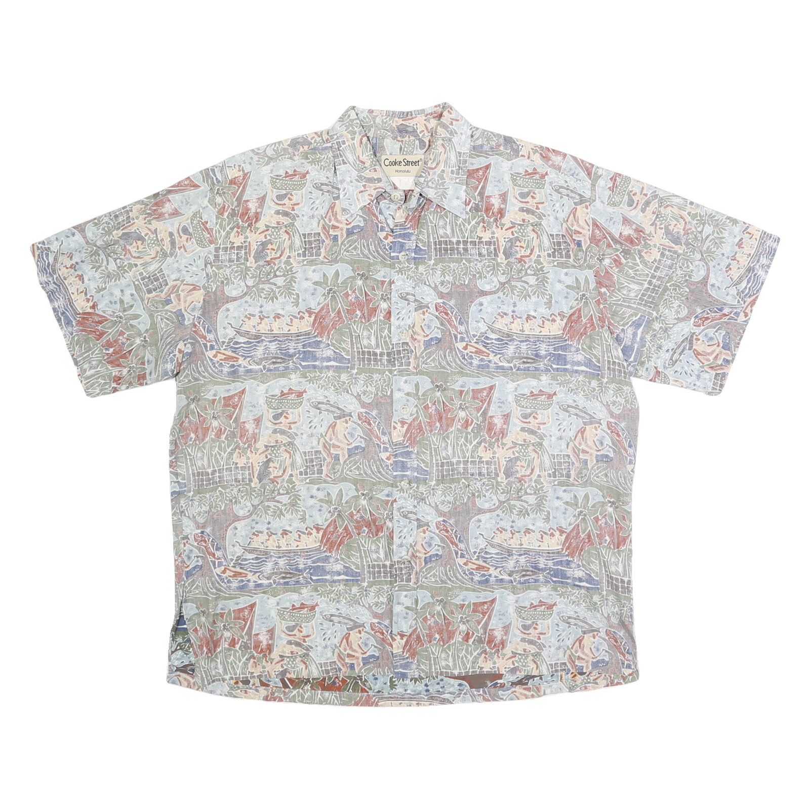 COOKE STREET Mens Grey Pattern L Cotton Short Sleeve Casual Shirt Relaxed Fit Refurbished - N/A refurbished available on Cerqular