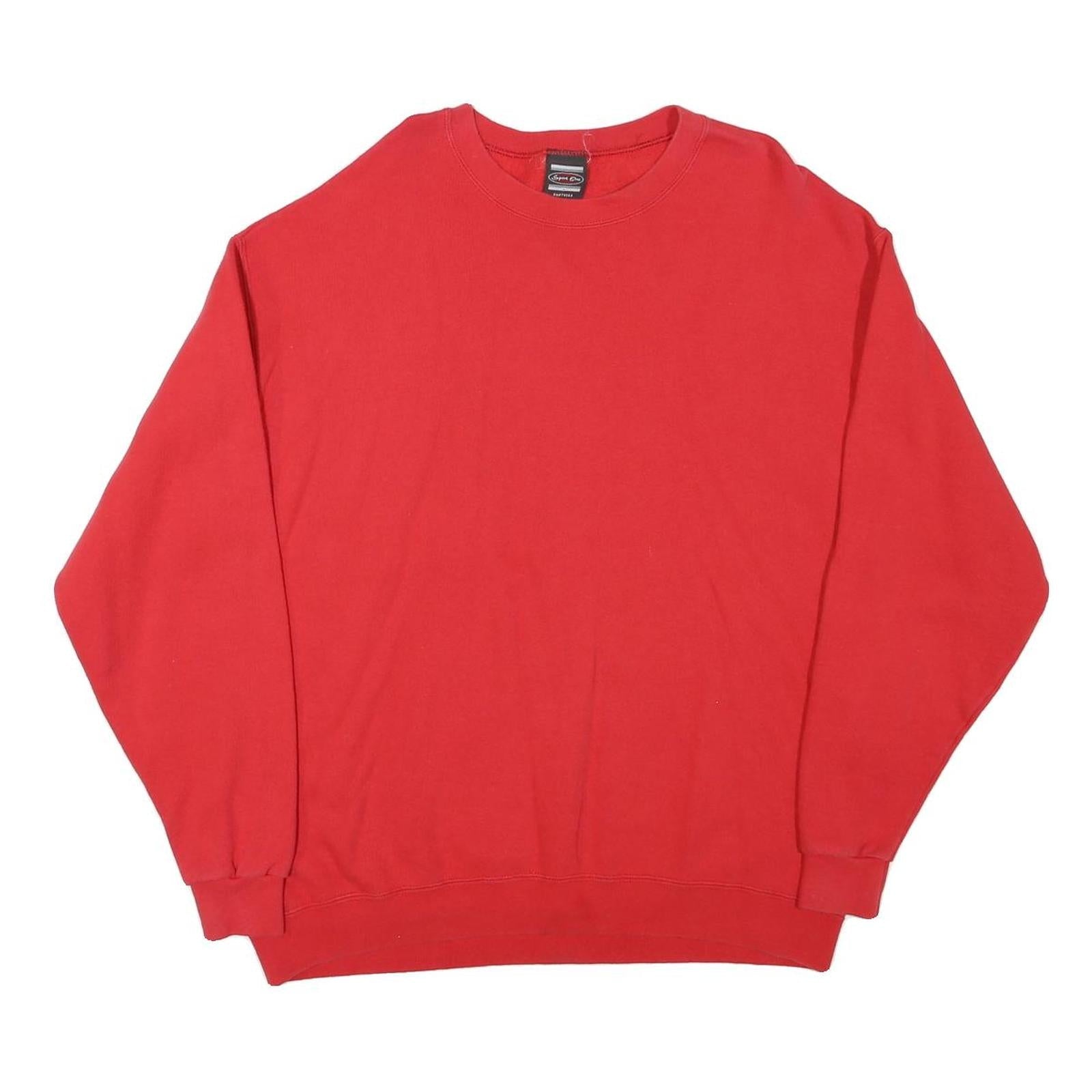 SPORT ONE Mens Red Crew Neck Sweatshirt L Cotton Blend Casual Pullover Refurbished - N/A refurbished available on Cerqular