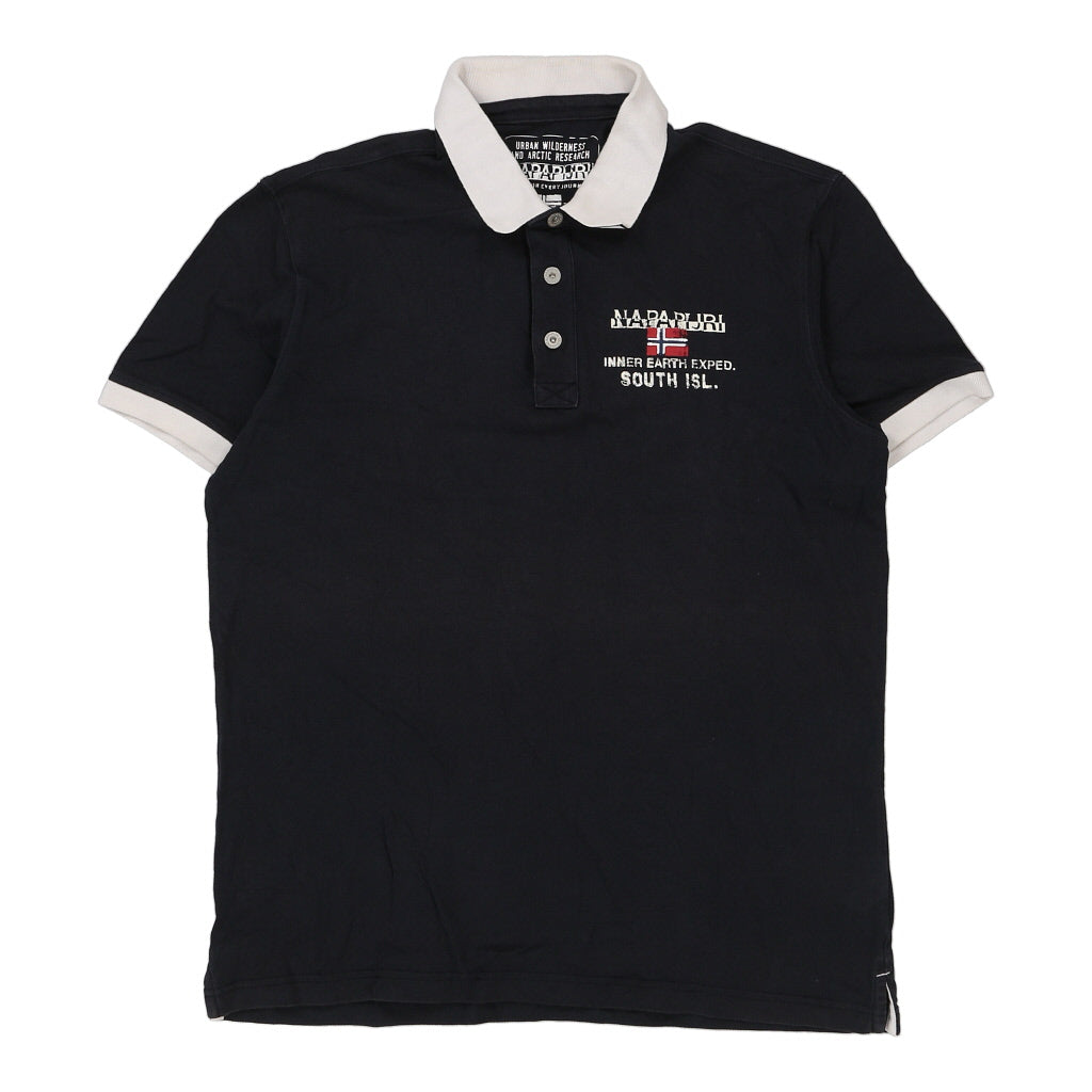 Napapijri Polo Shirt - XL Navy Cotton Refurbished - Thrifted (note: this is a term often used to describe second- refurbished available on Cerqular