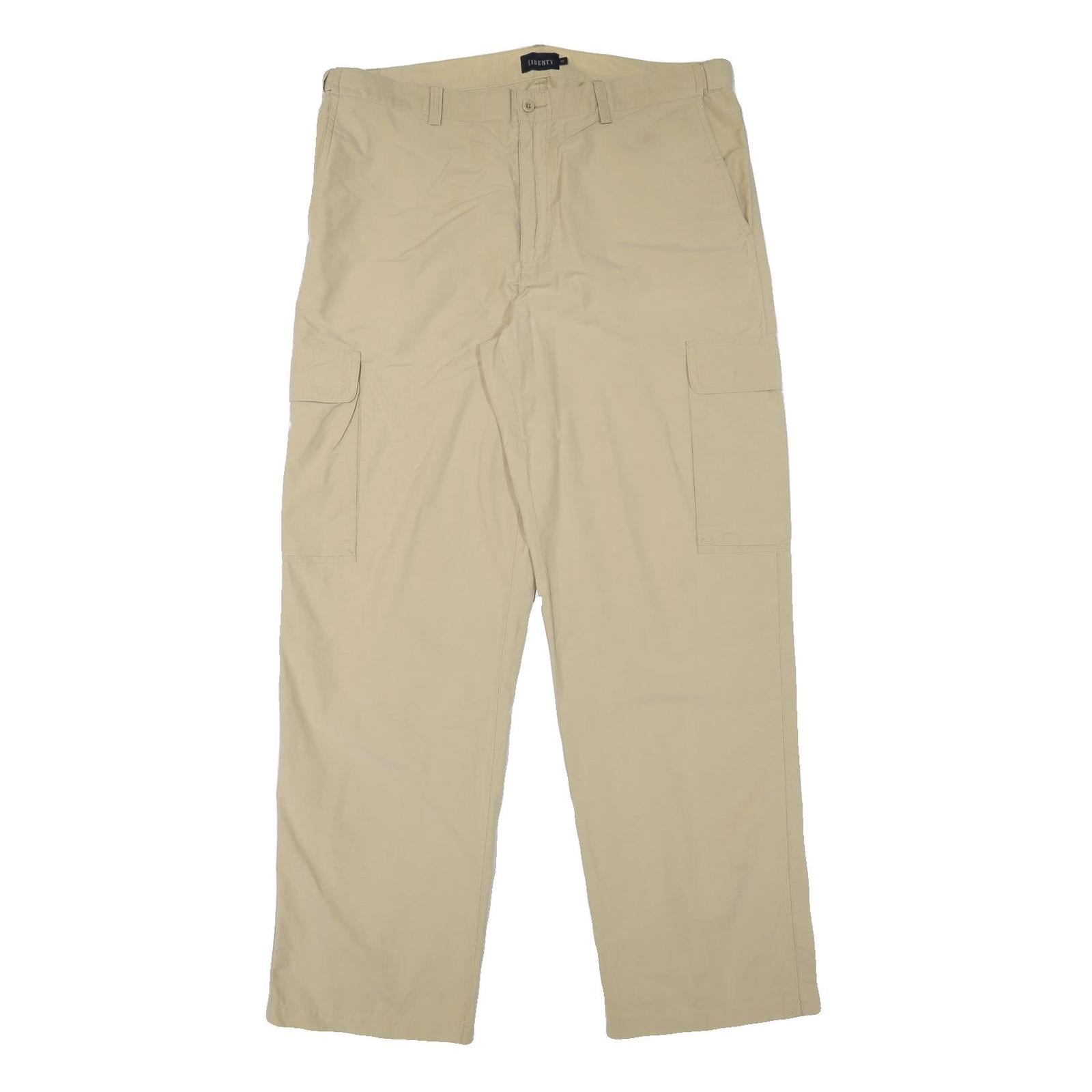 LIBERTY Mens Regular Beige Cargo Trousers W39 L34 Polyester Blend Zip Comfort Refurbished - N/A refurbished available on Cerqular