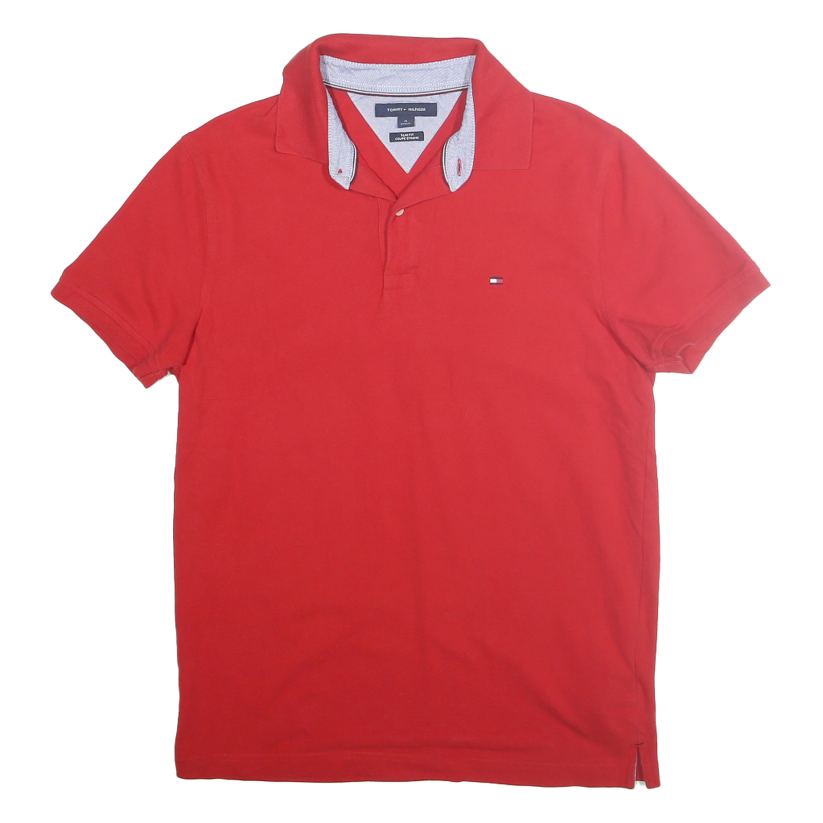 TOMMY HILFIGER Mens Red Polo Shirt Short Sleeve Slim Fit M Cotton Blend Casual Refurbished - N/A refurbished available on Cerqular
