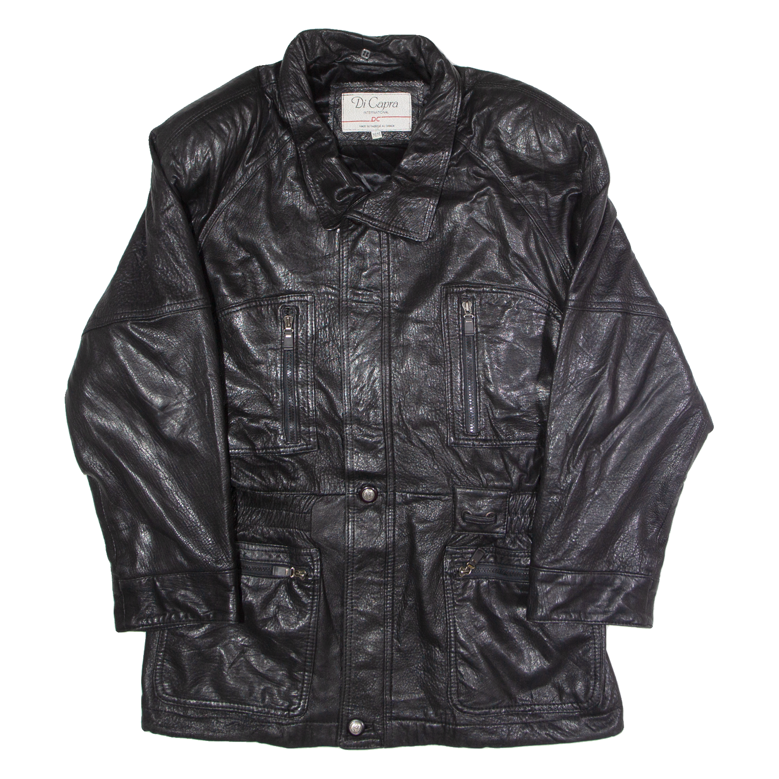DI CAPRA INTERNATIONAL Mens Coat Black Leather 90s M Refurbished - N/A refurbished available on Cerqular