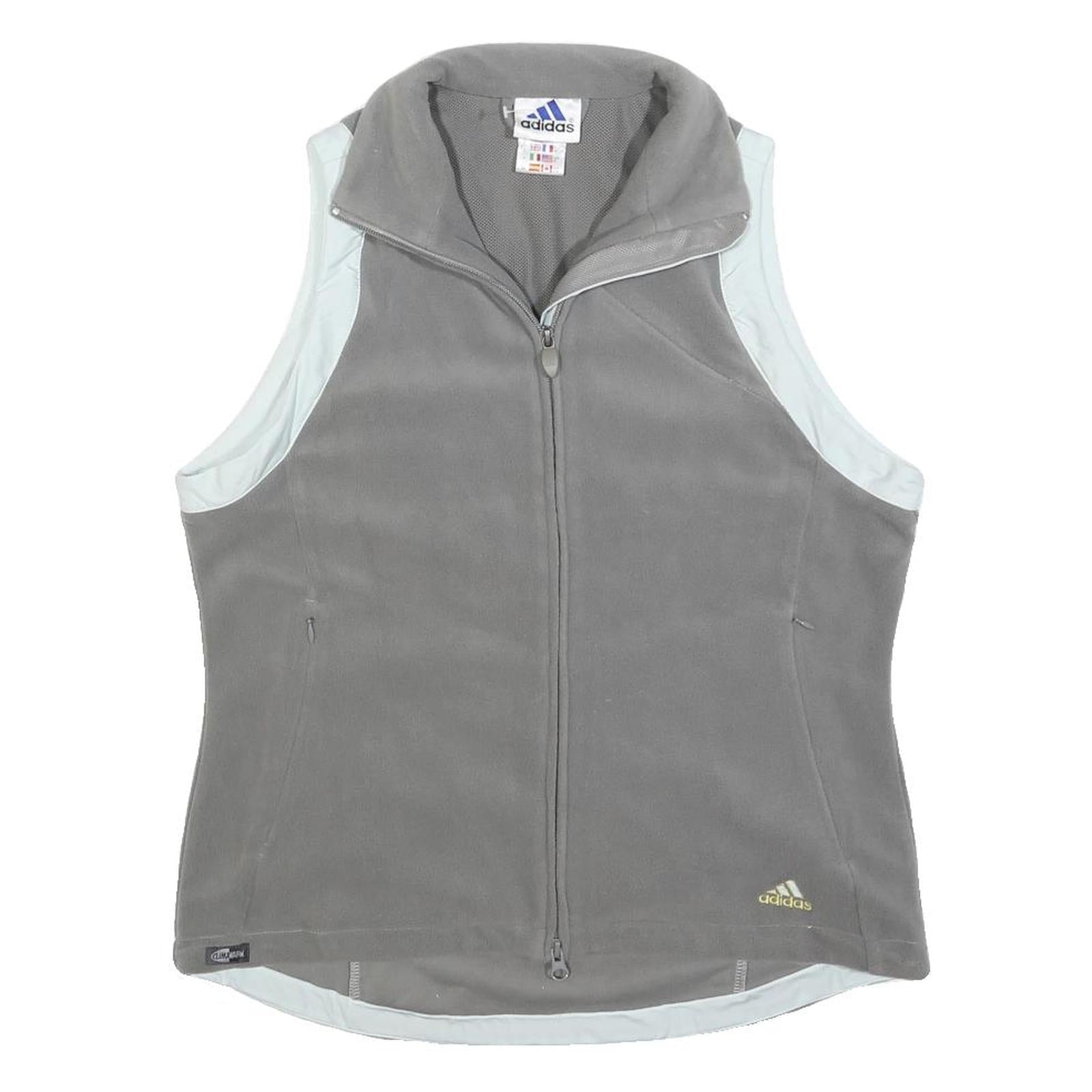 ADIDAS Womens Grey & White Sleeveless Zip Up Fleece UK 12 Casual Outdoor Vest Refurbished - N/A refurbished available on Cerqular