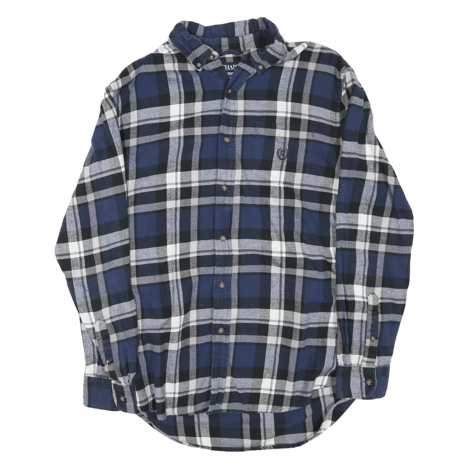 CHAPS Mens Blue & Black Check Shirt L Button Down Long Sleeve Cotton Refurbished - N/A refurbished available on Cerqular
