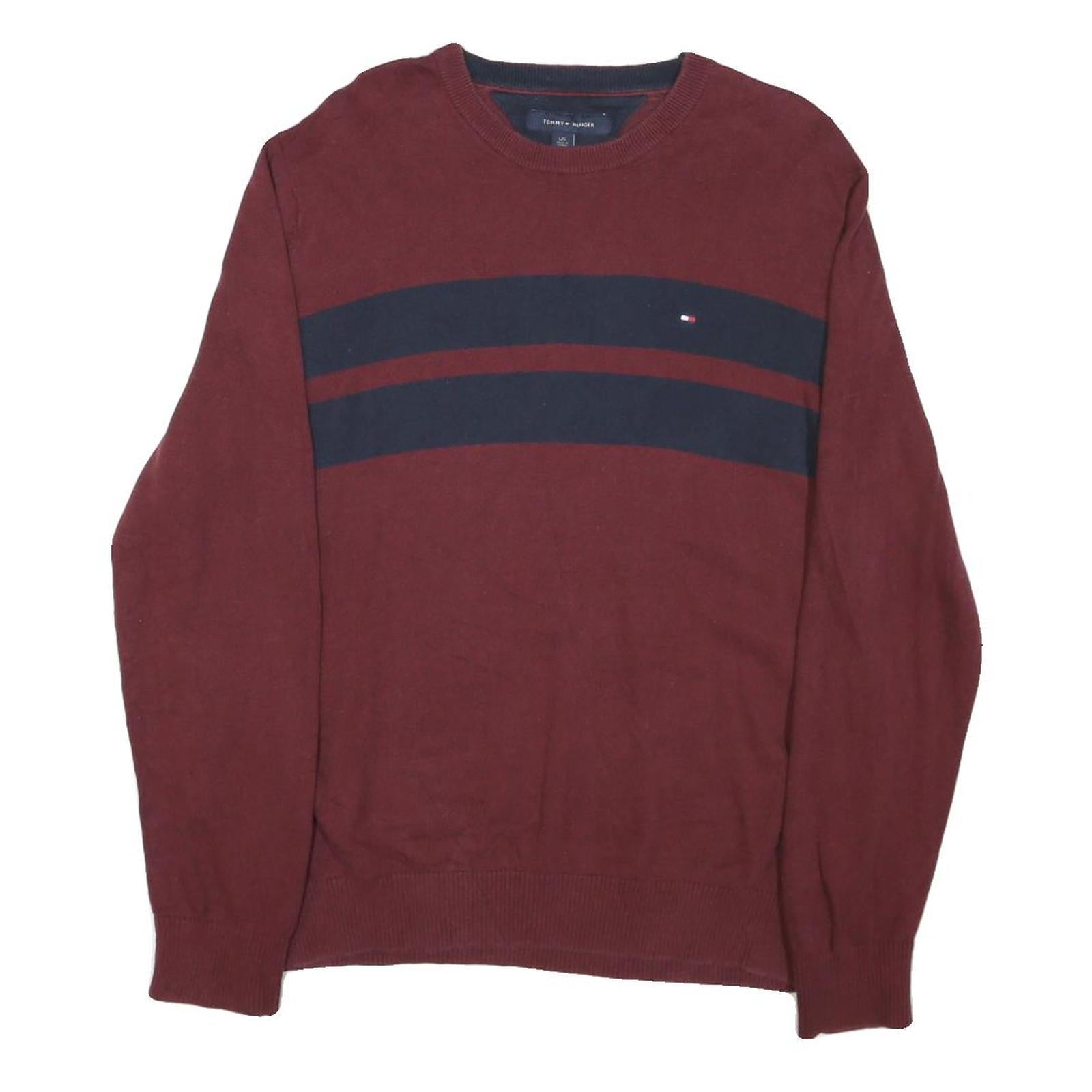 Buy TOMMY HILFIGER Mens Maroon & Navy Patterned Jumper Crew Neck Basic Knit L Cotton Refurbished - $46.79 TOMMY HILFIGER Mens Maroon & Navy Patterned Jumper Crew Neck Basic Knit L Cotton Refurbished - N/A refurbished available on Cerqular