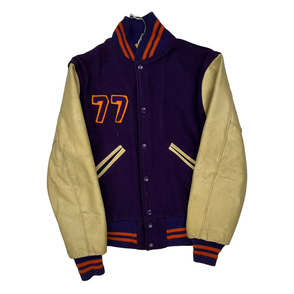 Bloomington Raiders Unbranded College Varsity Jacket - Small Orange Wool Blend Refurbished - Thrifted (note: this is a term often used to describe second- refurbished available on Cerqular