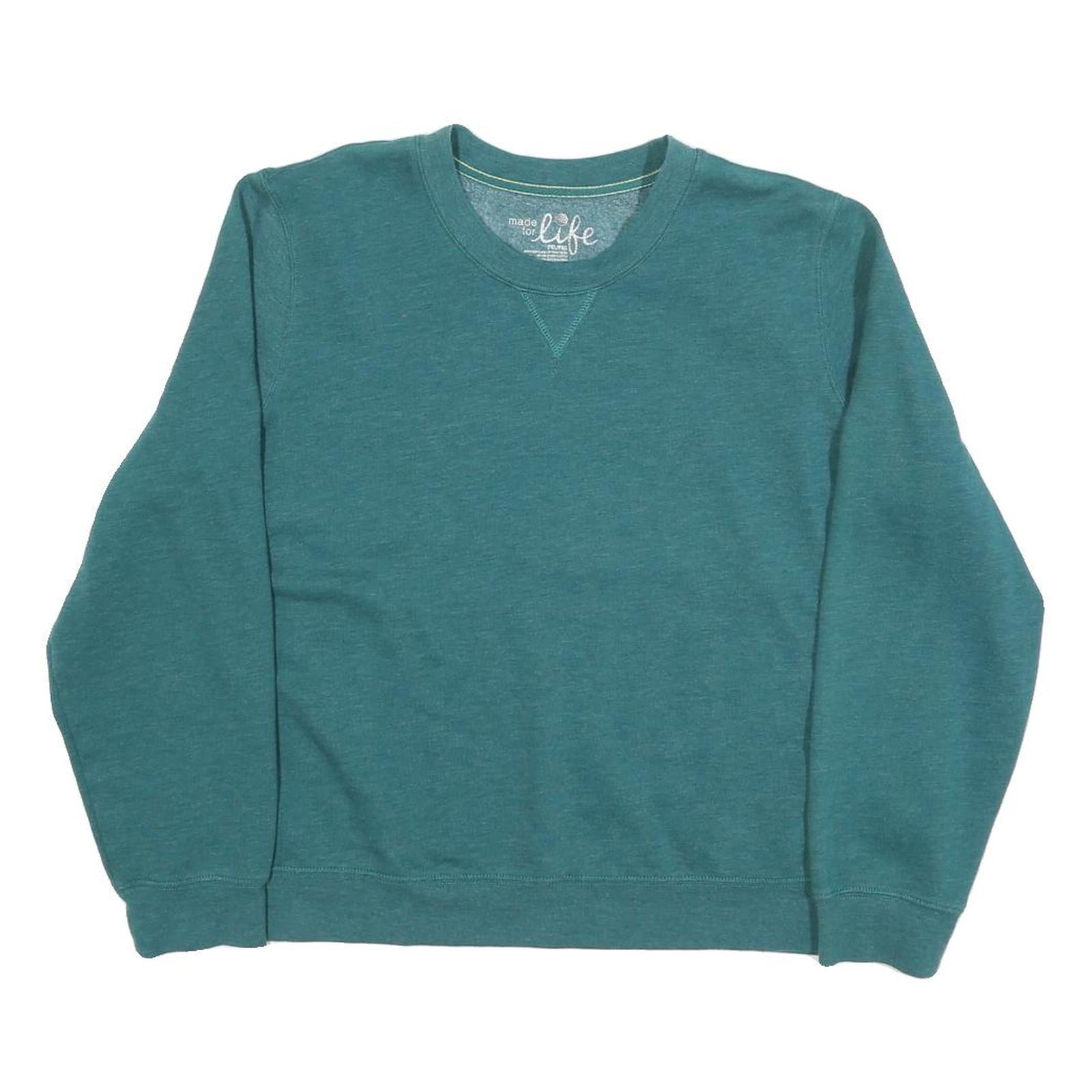 MADE FOR LIFE Womens Teal Sweatshirt Crew Neck XL Relaxed Fit Cotton Blend Refurbished - N/A refurbished available on Cerqular