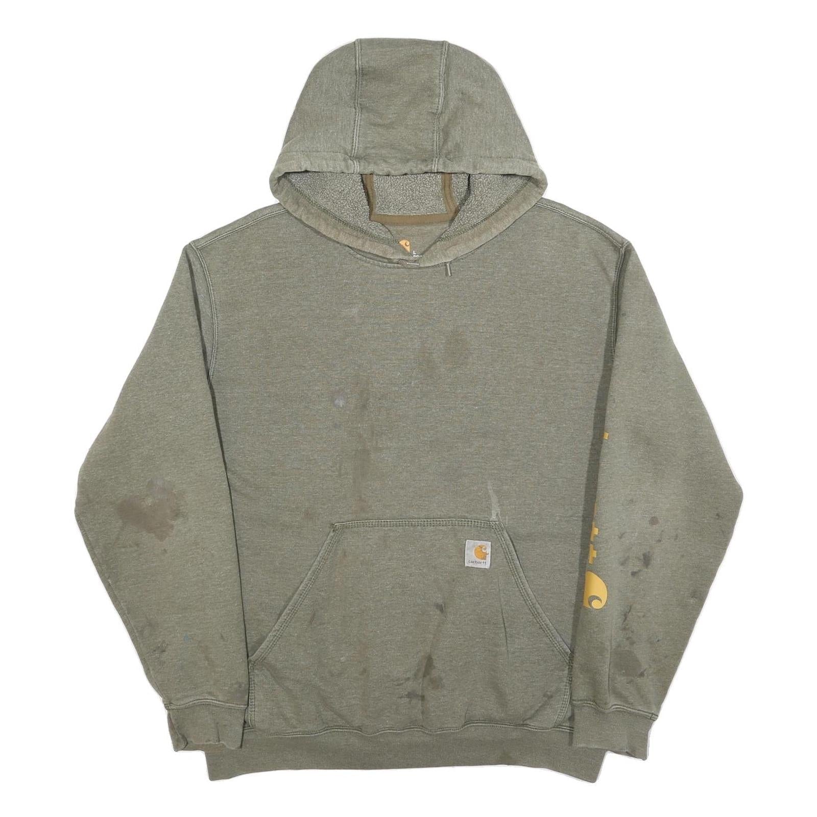 CARHARTT Mens Green ¼ Zip Hoodie L Cotton Blend Workwear Casual Sweatshirt Refurbished - N/A refurbished available on Cerqular