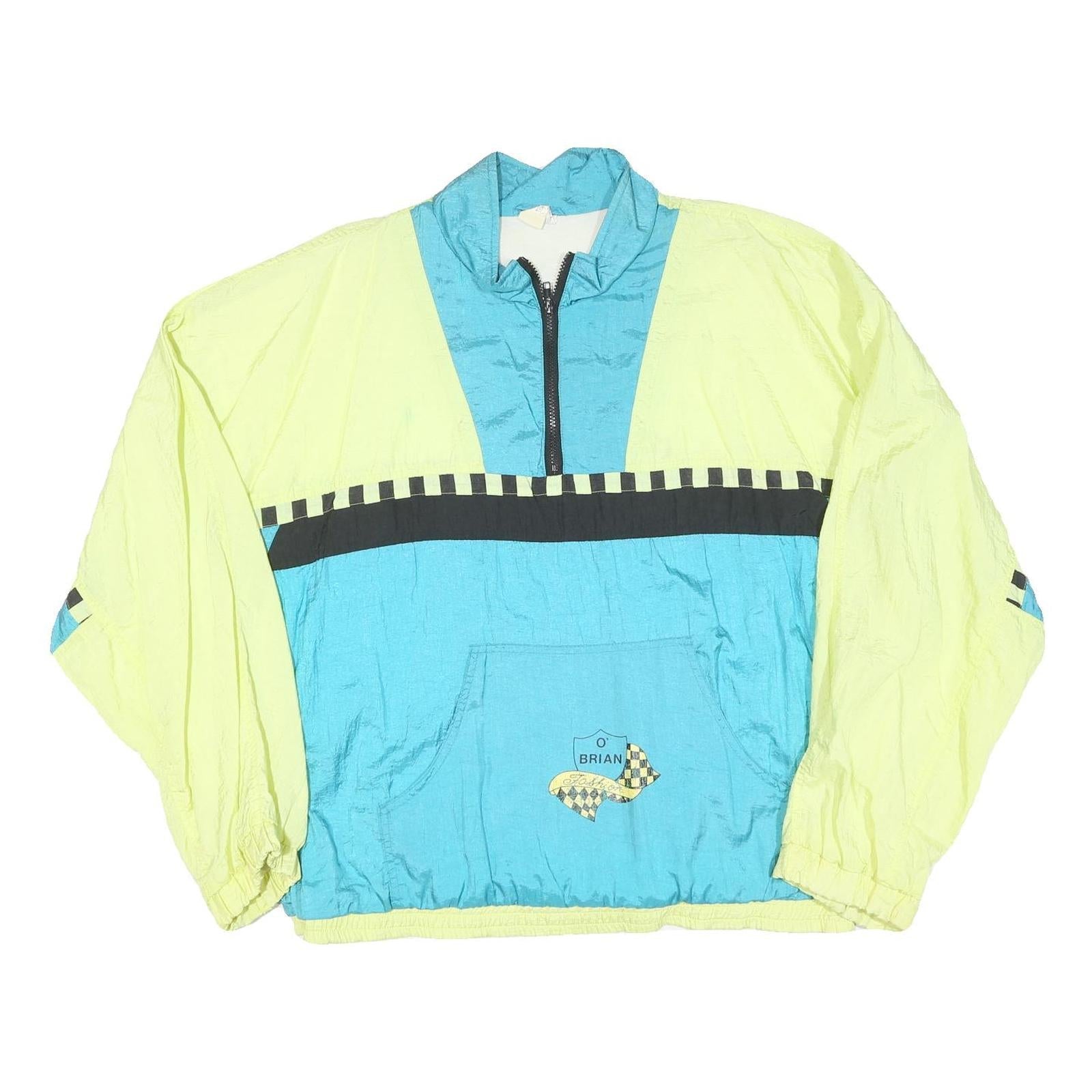 Mens Yellow & Blue Patchwork Zip Jacket XL Polyester Blend Colourblock Retro Refurbished - N/A refurbished available on Cerqular