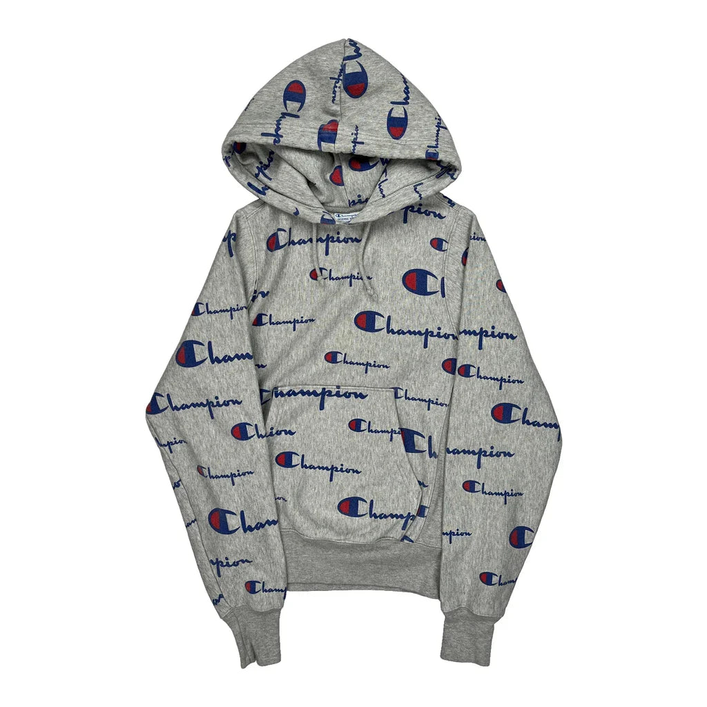 Reverse Weave Champion Hoodie - XS Grey Cotton Refurbished - Thrifted (note: this is a term often used to describe second- refurbished available on Cerqular