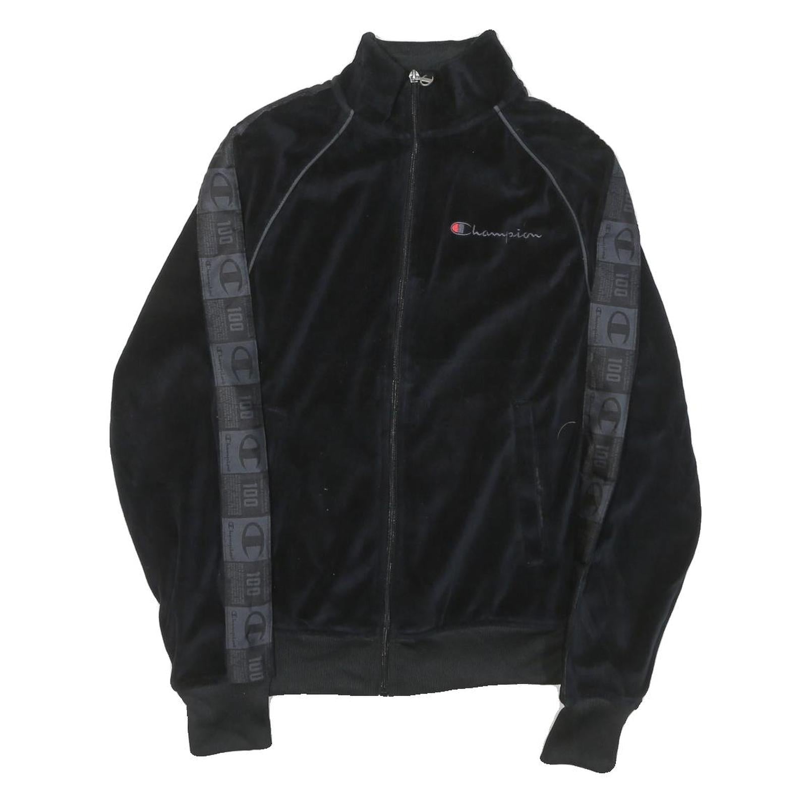 CHAMPION Mens Black Track Jacket S Polyester Blend Plain Zip Casual Sportswear Refurbished - N/A refurbished available on Cerqular