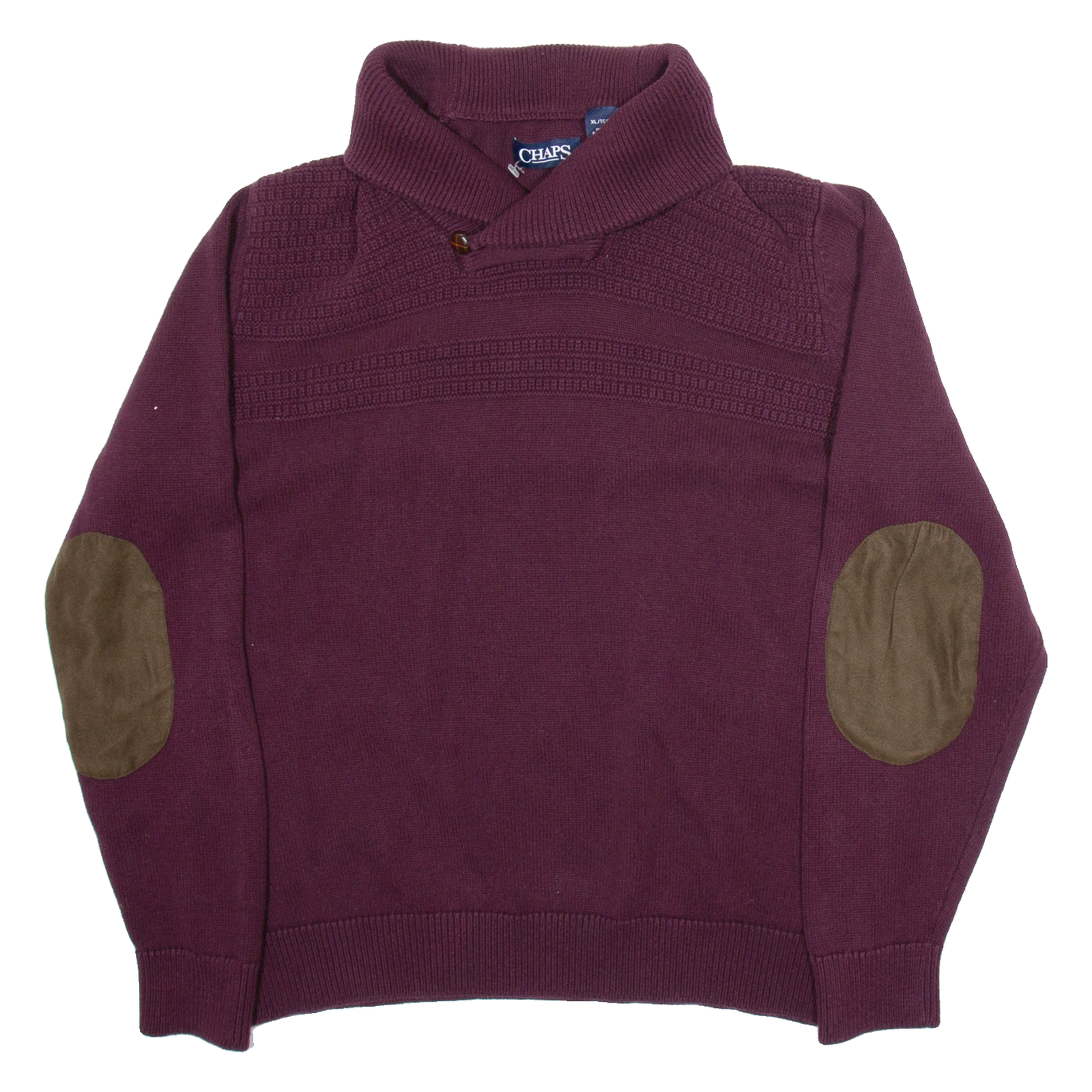 CHAPS Mens Jumper Maroon Button Neck Tight Knit XL Refurbished - N/A refurbished available on Cerqular