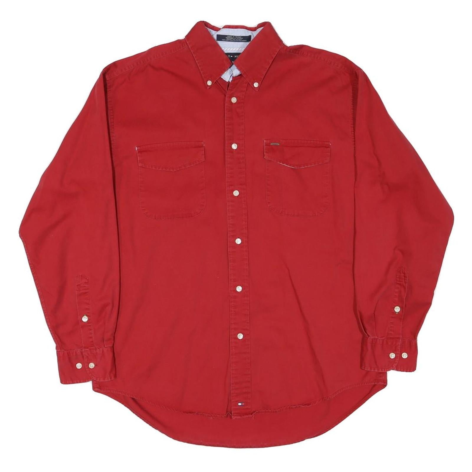 TOMMY HILFIGER Mens Red Regular Fit Shirt M Classic Button Down Collar Refurbished - N/A refurbished available on Cerqular