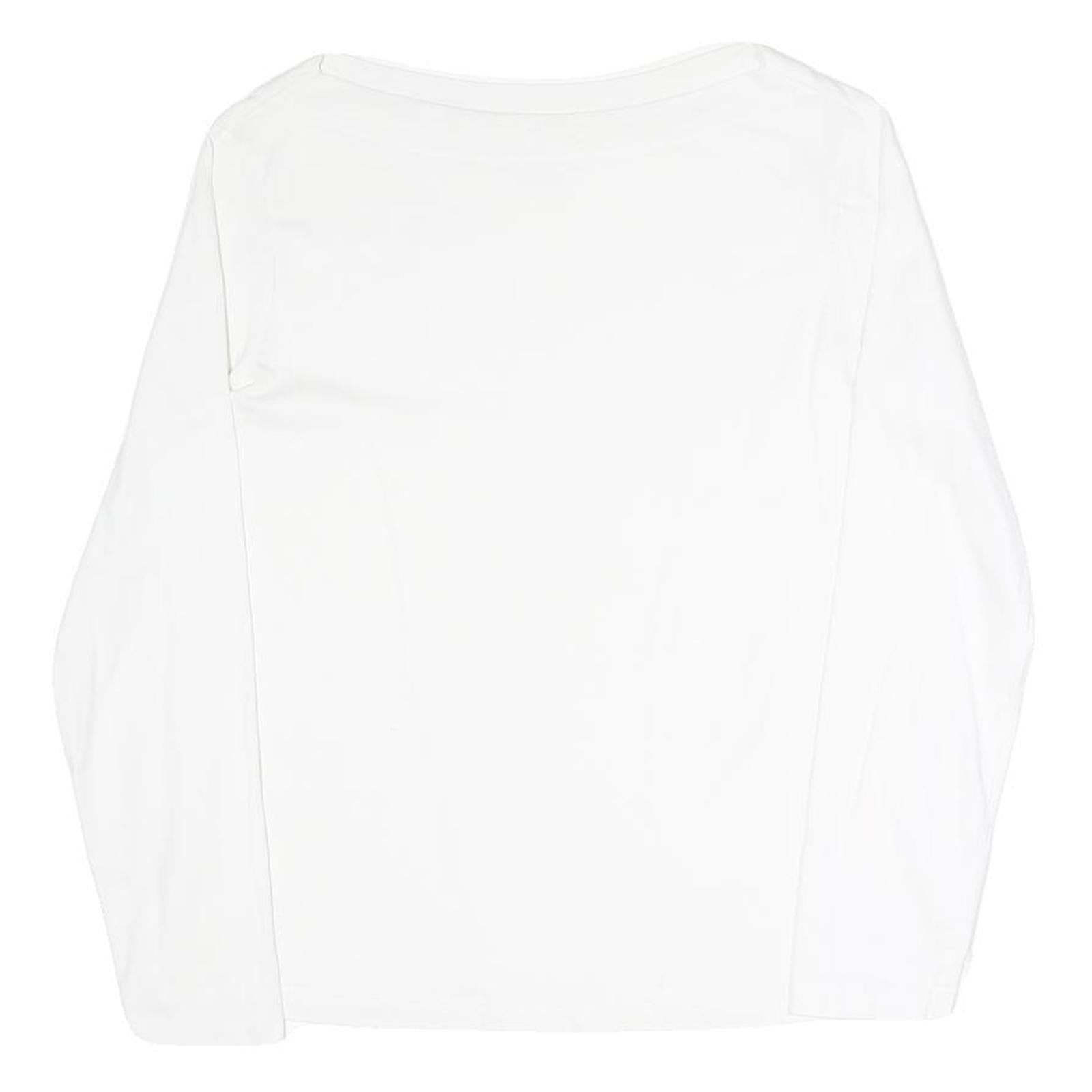 MANGO Womens White Plain Long Sleeve Crew Neck T-Shirt XL Cotton Blend Refurbished - N/A refurbished available on Cerqular