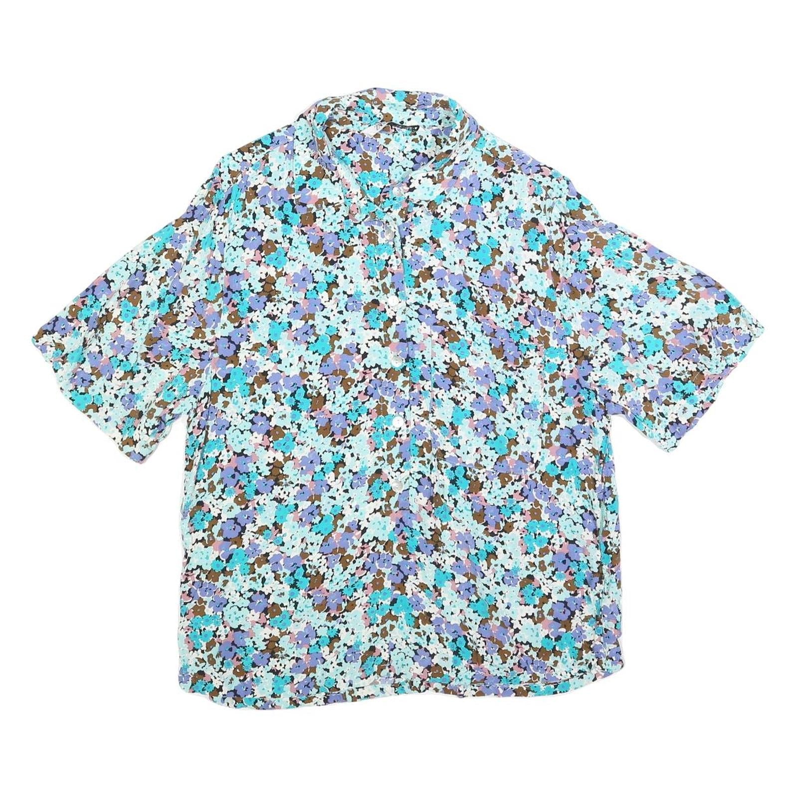 Buy ZARA Womens Blue Brown Floral Printed Basic Short Sleeve Shirt L Light Top Refurbished - $18.19 ZARA Womens Blue Brown Floral Printed Basic Short Sleeve Shirt L Light Top Refurbished - N/A refurbished available on Cerqular