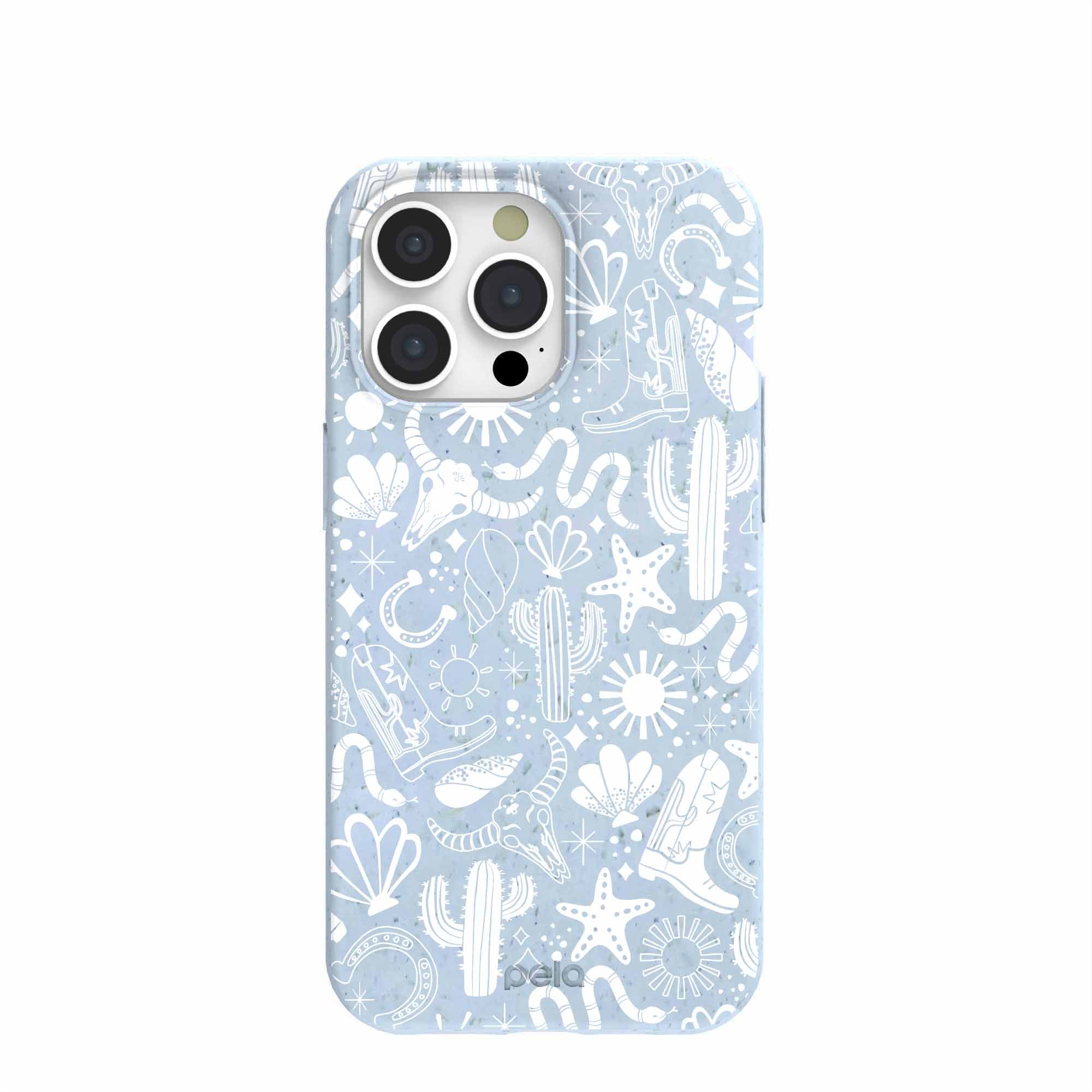 Powder Blue Coastal Rodeo iPhone 15 Pro Max Case Refurbished - Pela Case refurbished available on Cerqular