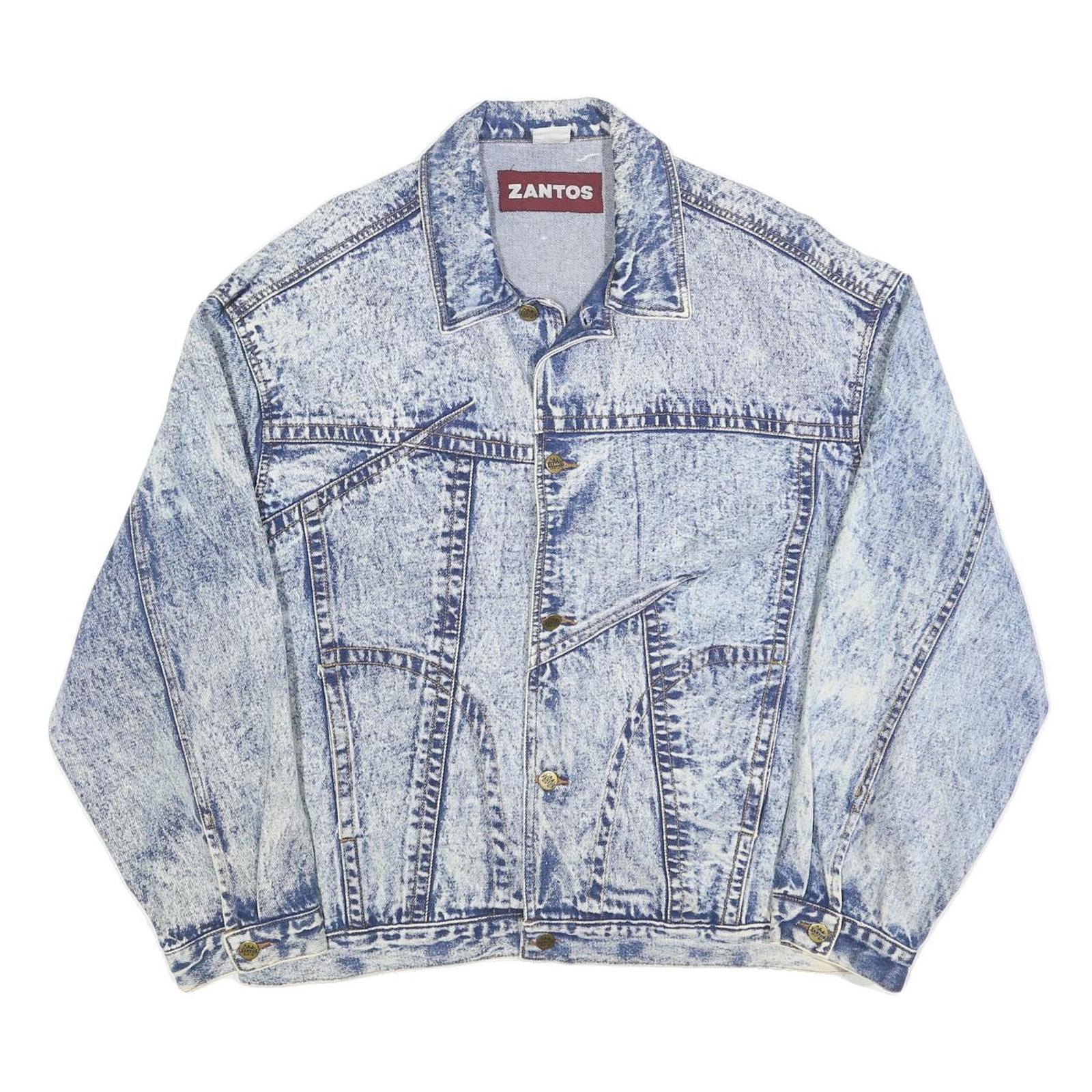 ZANTOS Womens Blue Denim Jacket L Cotton Classic Button Closure Casual Outerwear Refurbished - N/A refurbished available on Cerqular